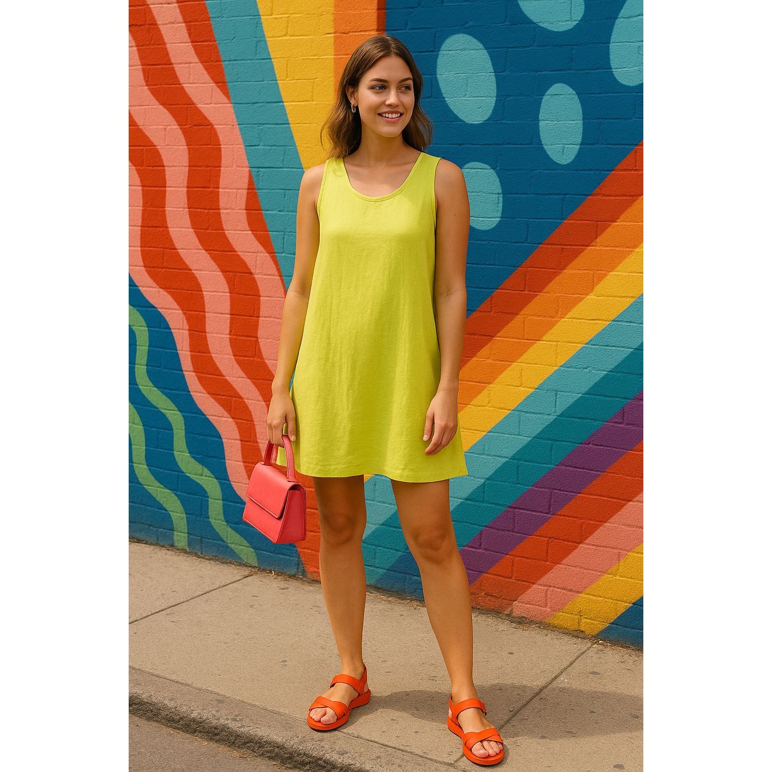 Other Pure Match Woman Lime Green Dress M Minimalist Linen Resort Size M / US 6-8 / IT 42-44 - 1 Thumbnail