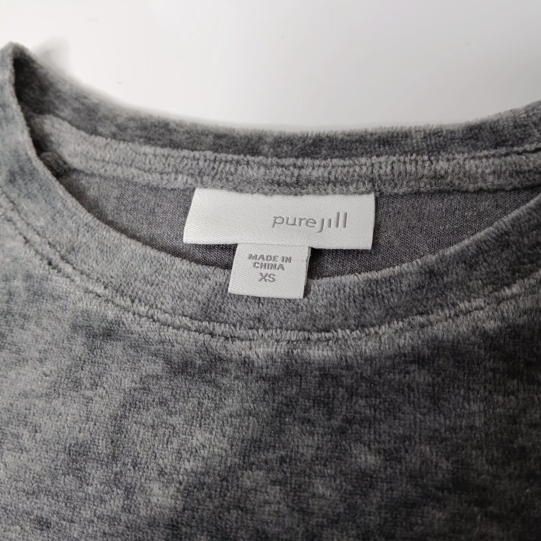 Velour Pure Jill Shift Dress XS Gray Velour Pima Cotton Blend Raglan Long Sleeve Knee Length Casual Party/Cocktail Womens XS Size XS / US 0-2 / IT 36-38 - 3 Thumbnail