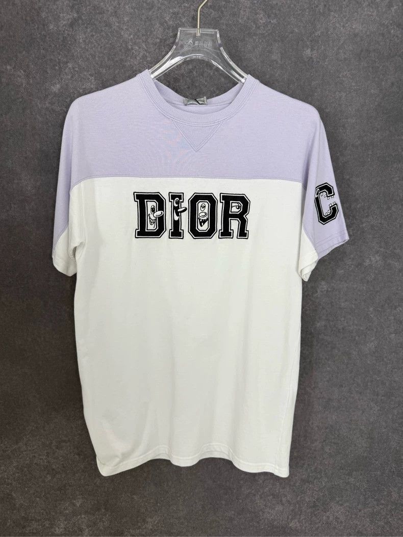 DIOR 23AW logo embroidery Tシャツ Dior SS23 Solid Color Logo Letter Embroidered T-shirt Men's