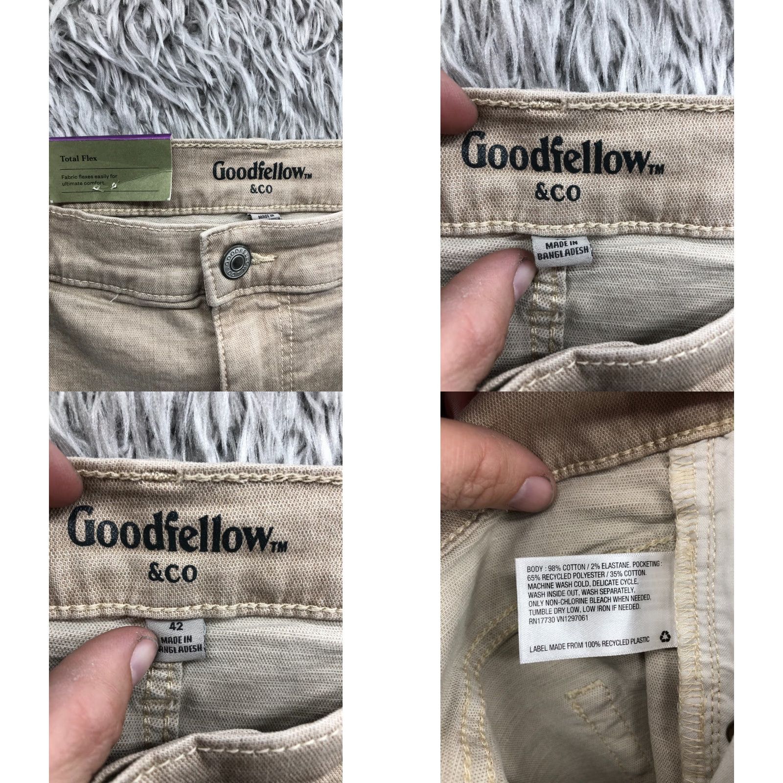 Vintage Goodfellow Bermuda Shorts Mens Size 42 Slim Mid Beige Denim 5-Pocket Logo Size US 42 / EU 58 - 8 Thumbnail