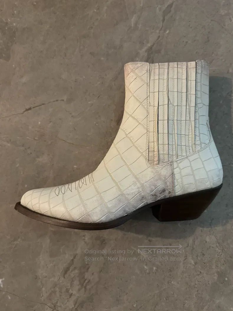 Celine CELINE White Crocodile Pattern Chelsea Boots Size US 9 / EU 42 - 2 Thumbnail