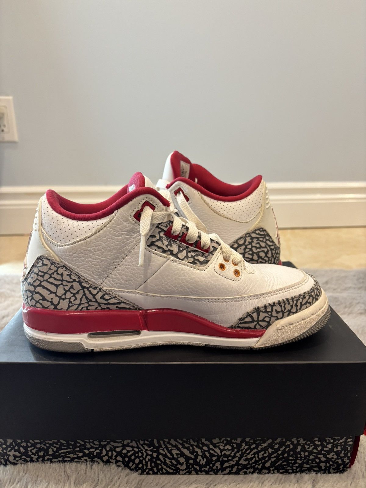 Jordan Brand Jordan 3 Retro Red Cardinals Size US 6.5 / EU 39-40 - 3 Thumbnail