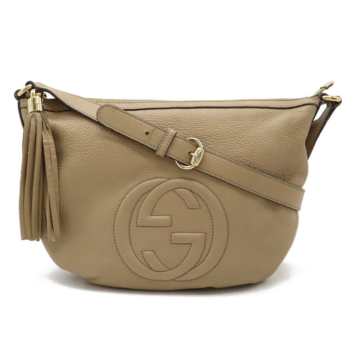 Gucci Gucci Leather Soho Interlocking G Shoulder Bag 308361 Leather Shoulder Bag 308361 in Beige, Women's