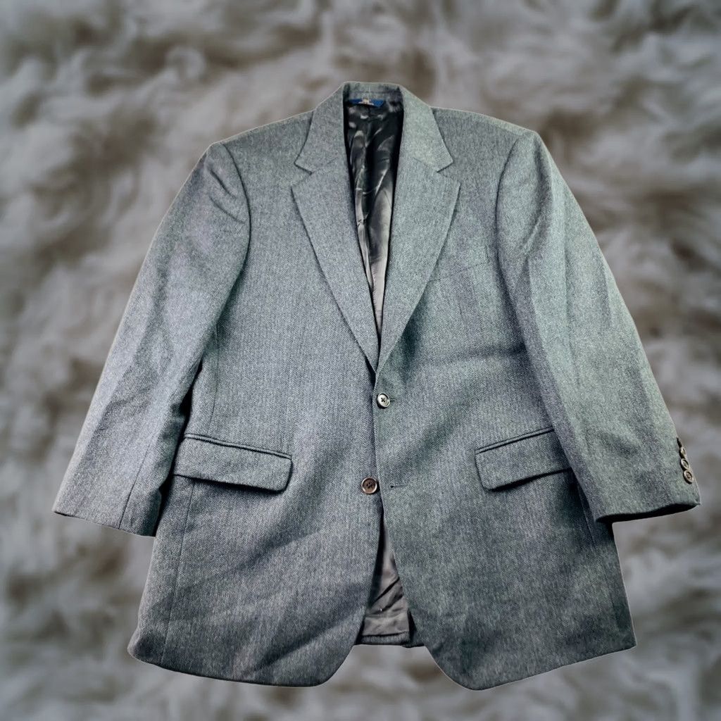 Brooks Brothers Brooks Brothers 346 Men's Wool Tweed Blazer Jacket Gray Herringbone 40 R Size 40R - 1 Thumbnail