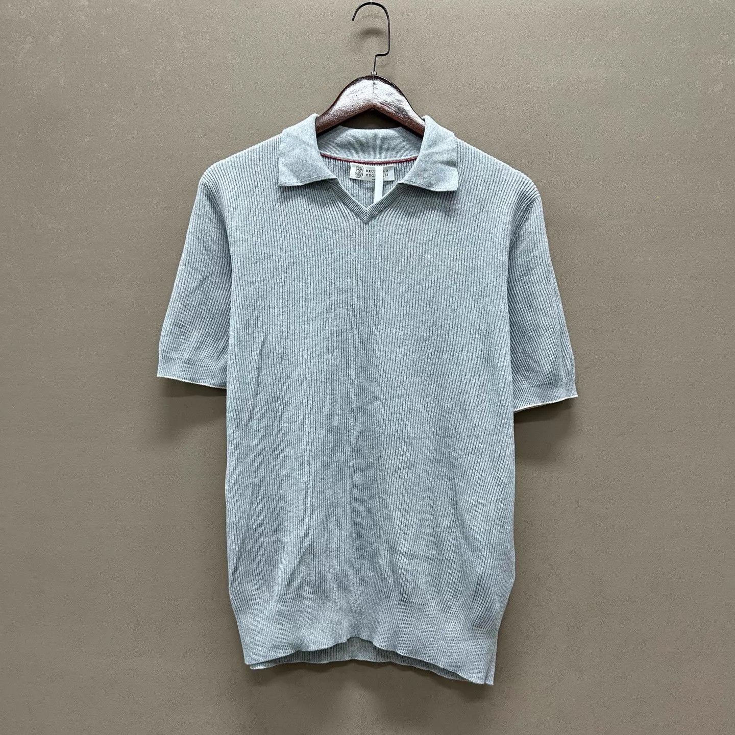 Brunello Cucinelli Brunello Cucinelli 99 New Gray Knit Polo 50 Size US M / EU 48-50 / 2 - 1 Thumbnail