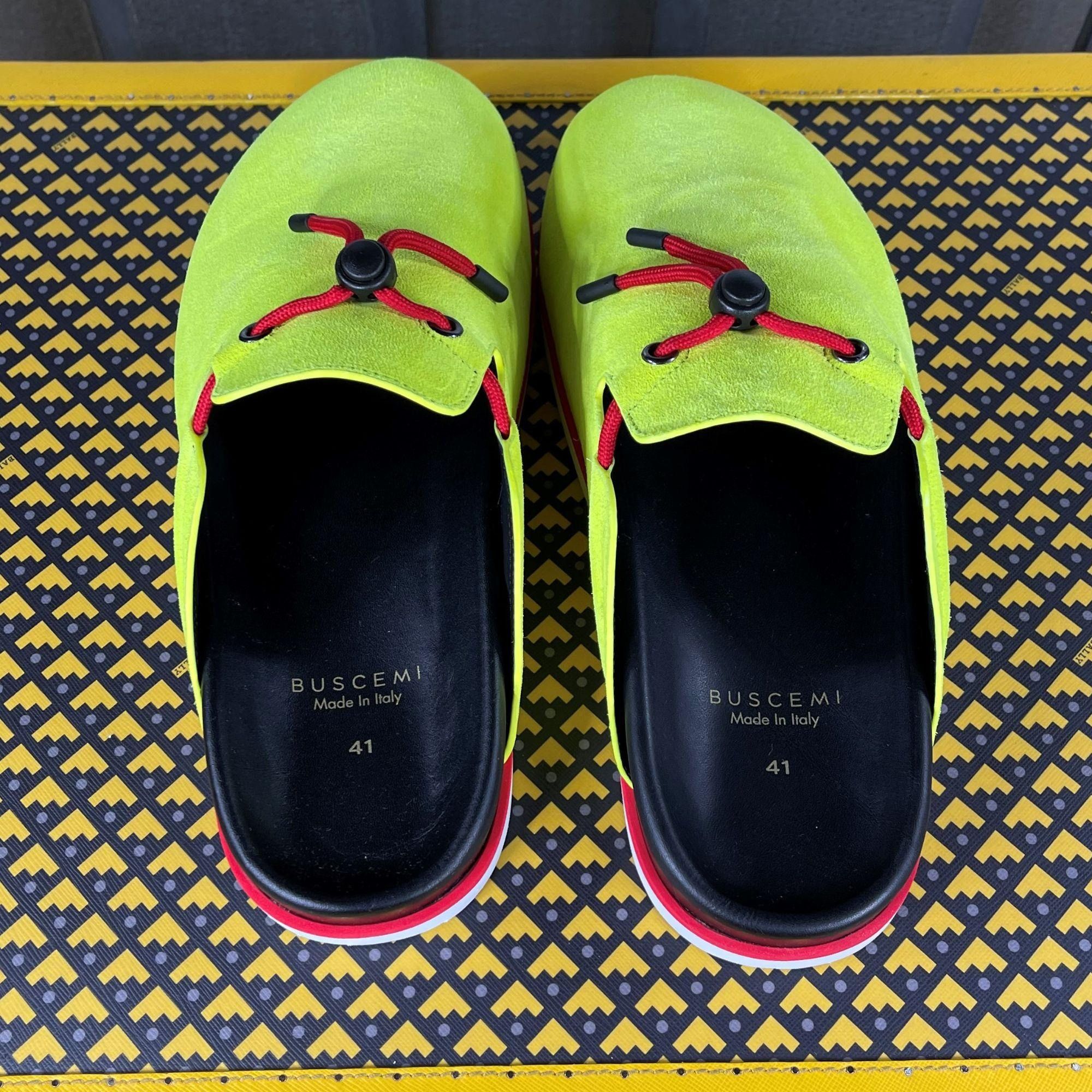 Buscemi Buscemi Pietro Neon Yellow Suede Slippers US 7 EU 40 Size US 7 / EU 40 - 7 Thumbnail