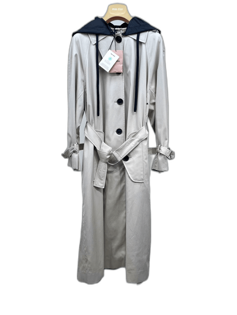 Miu Miu Clearance MiuMiu Belted Hooded Casual Long Coat Size US XS / EU 42 / 0 - 1 Thumbnail