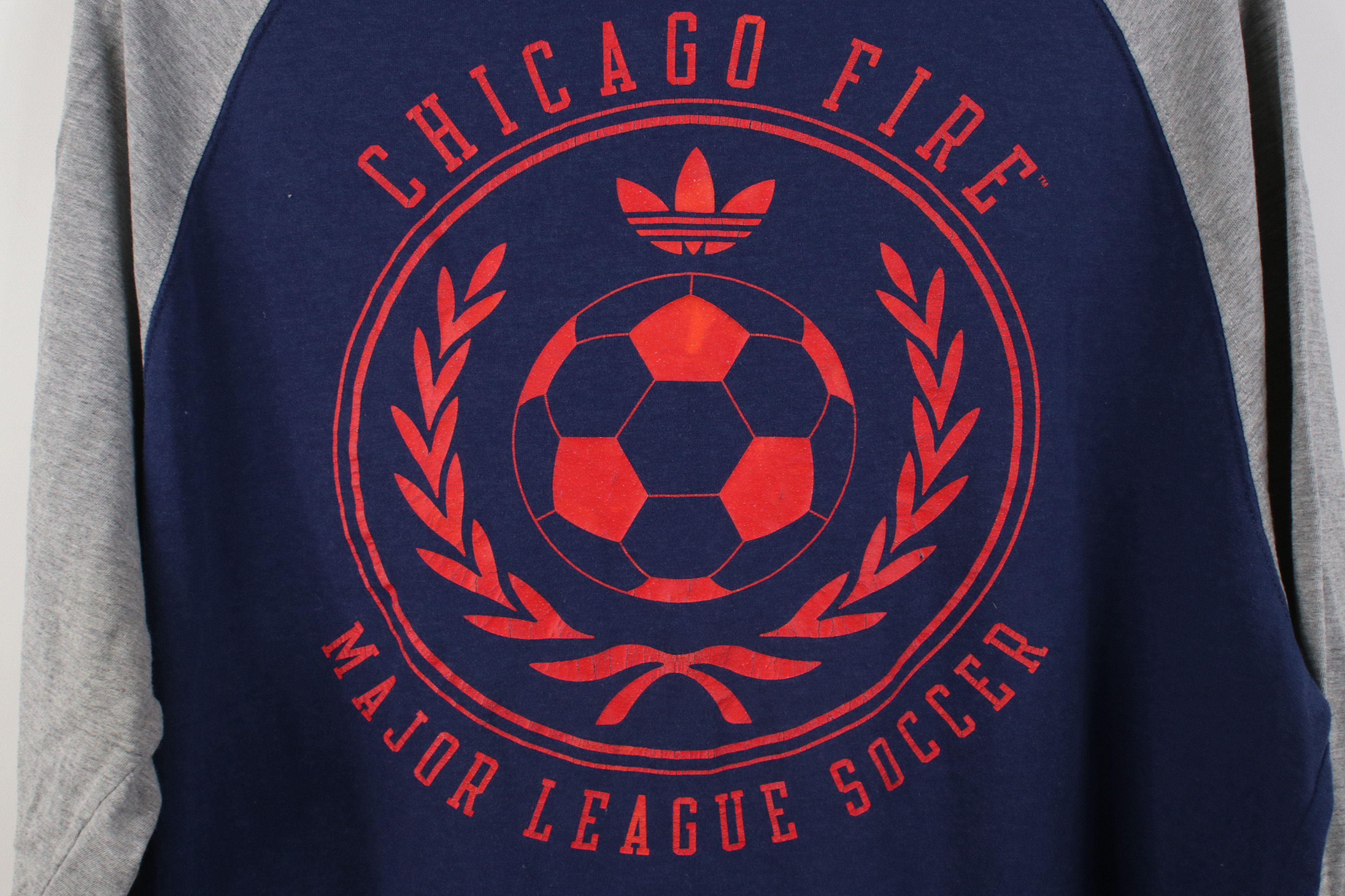 Adidas Adidas MLS Soccer Chicago Fire Raglan Henley T-Shirt Blue Size US L / EU 52-54 / 3 - 13 Thumbnail