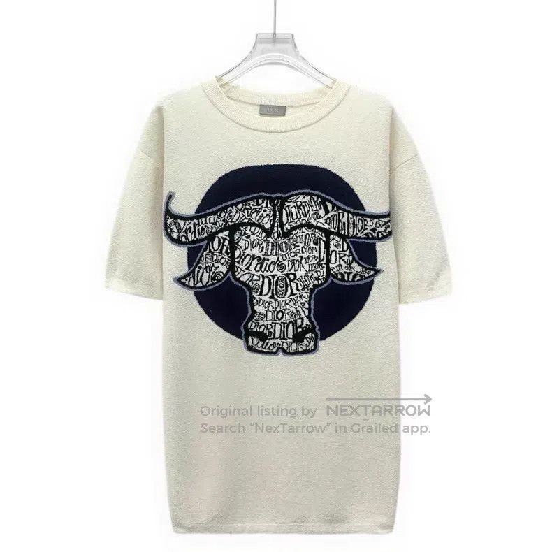 Dior Dior Beige bull head letter embroidery cotton round-neck s Size US S / EU 44-46 / 1 - 1 Thumbnail