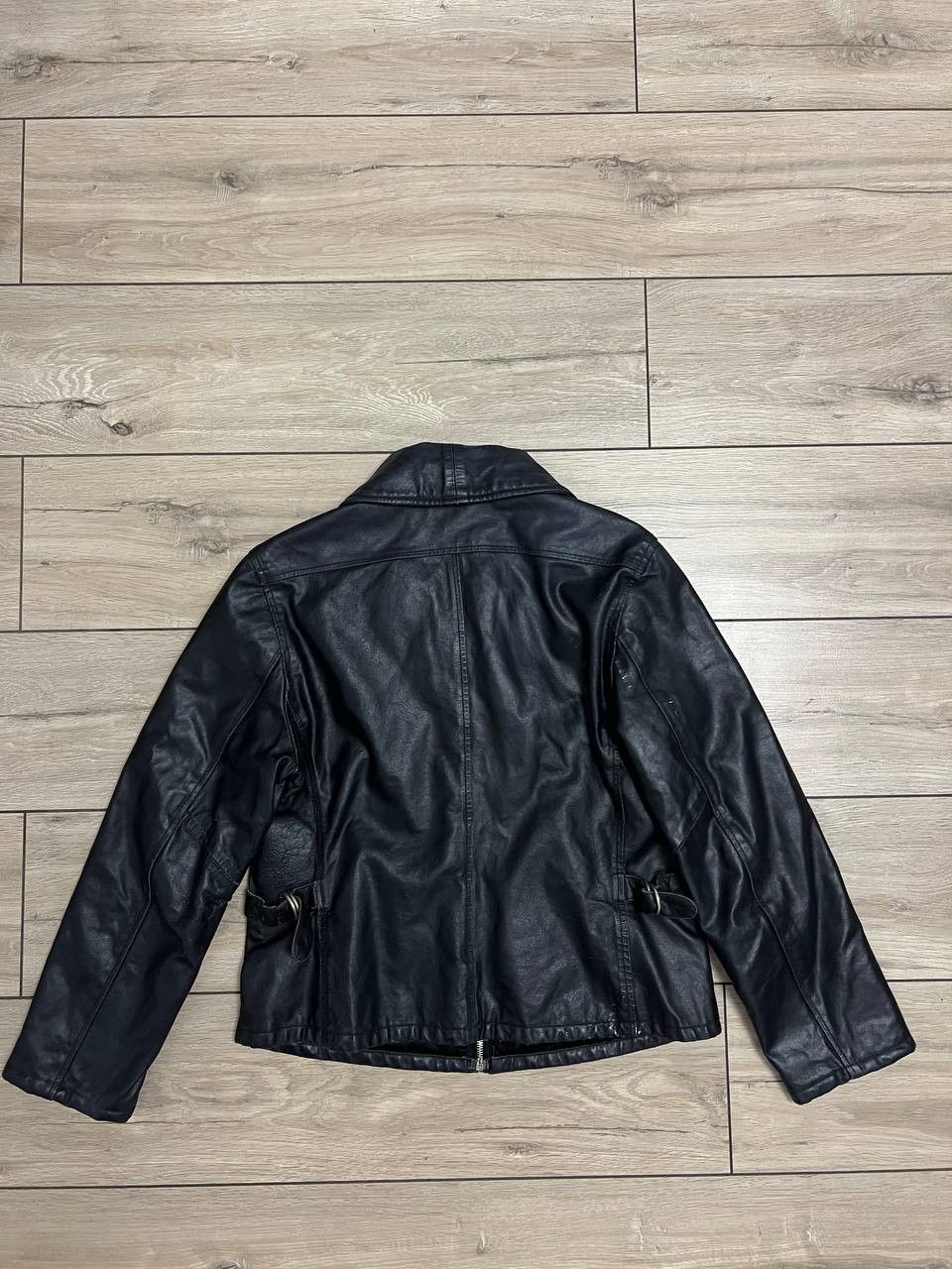 Vintage Armani Jeans Leather Jacket Motorcycle Style US 10