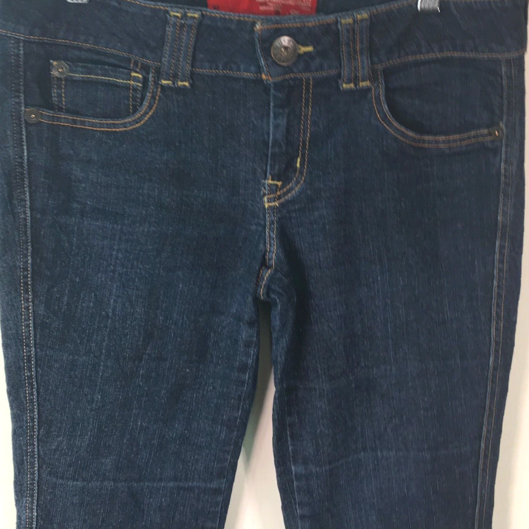 Guess GUESS Boot Cut Sweetheart Blue Denim Jeans Women 29 Regular 34x32 Stretch Ultra Low Rise 5-Pocket Designer Womens Size 29" - 2 Thumbnail
