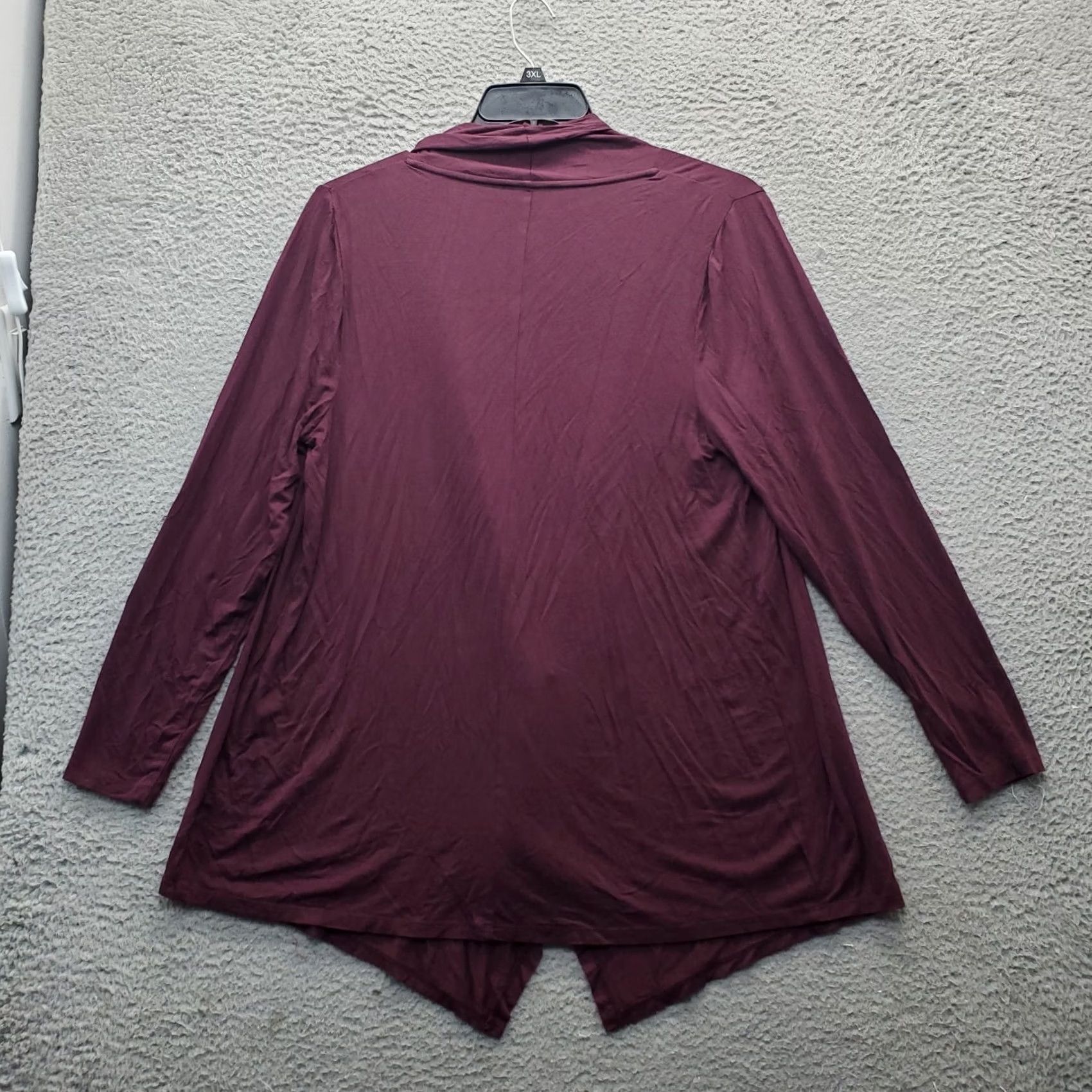 Vintage Lane Bryant Cardigan Womens 10/12 Burgundy Long Sleeve Waterfall Open Front Knit Pullover Size L / US 10 / IT 46 - 2 Thumbnail
