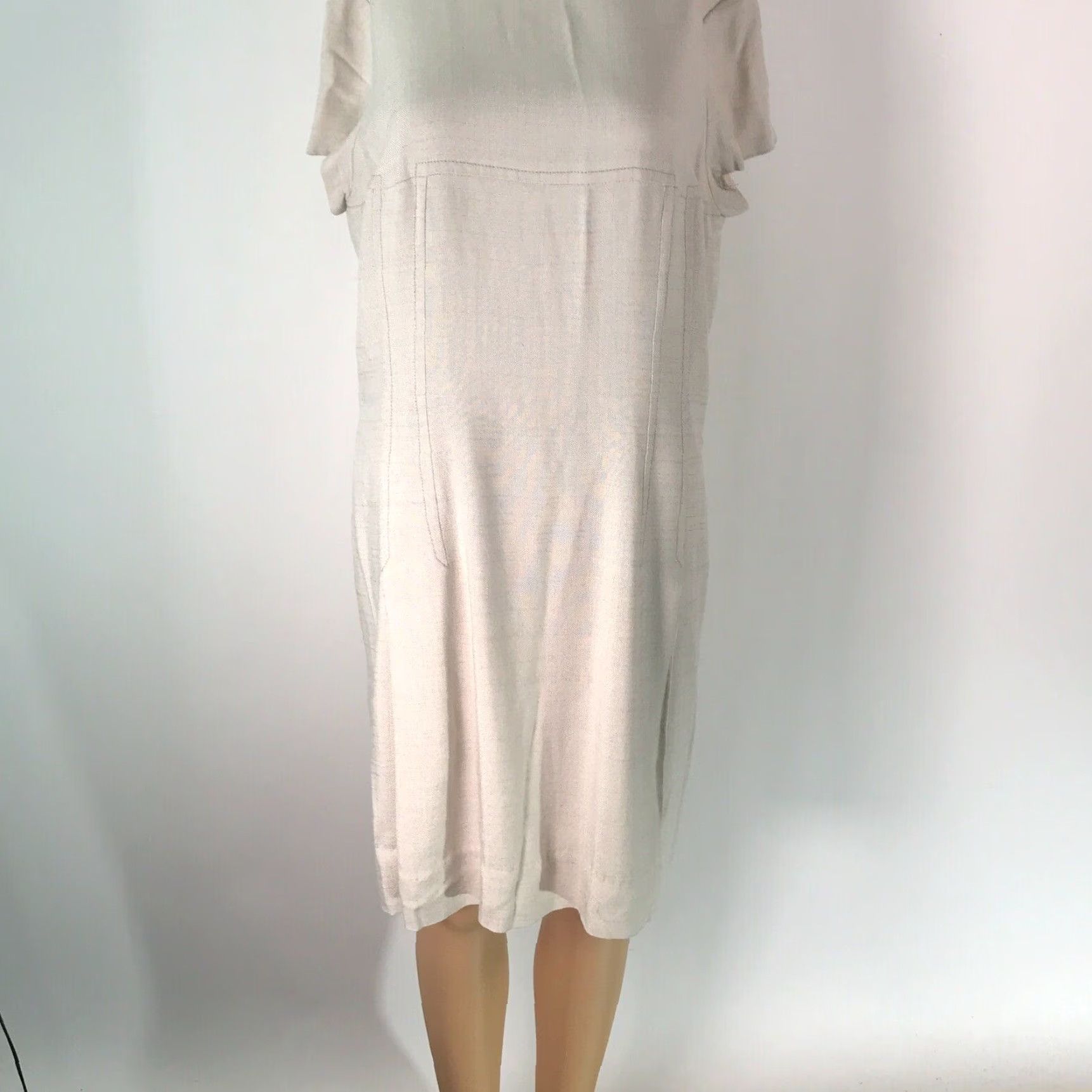 Vintage VINTAGE WM Dress Beige Sheath Round Neck Short Sleeve Knee Length Size 46 Womens Size 32" / US 10 / IT 46 - 2 Thumbnail