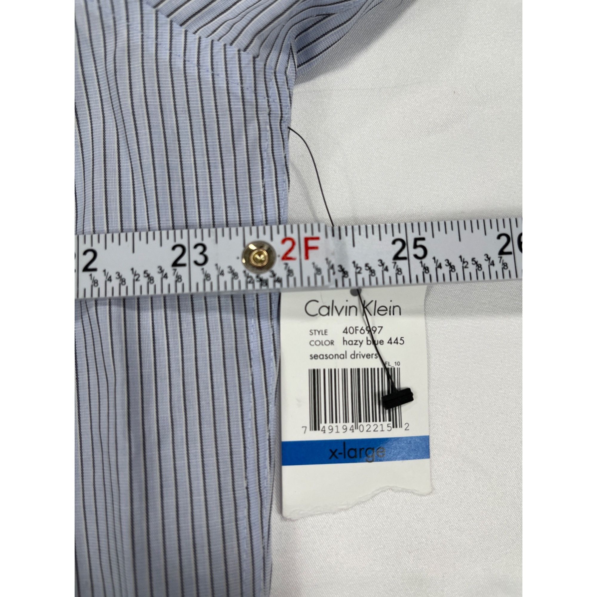 Calvin Klein Calvin Klein SKU 7655 Mens Light blue Striped Dress Shirt Si Size US XL / EU 56 / 4 - 4 Thumbnail