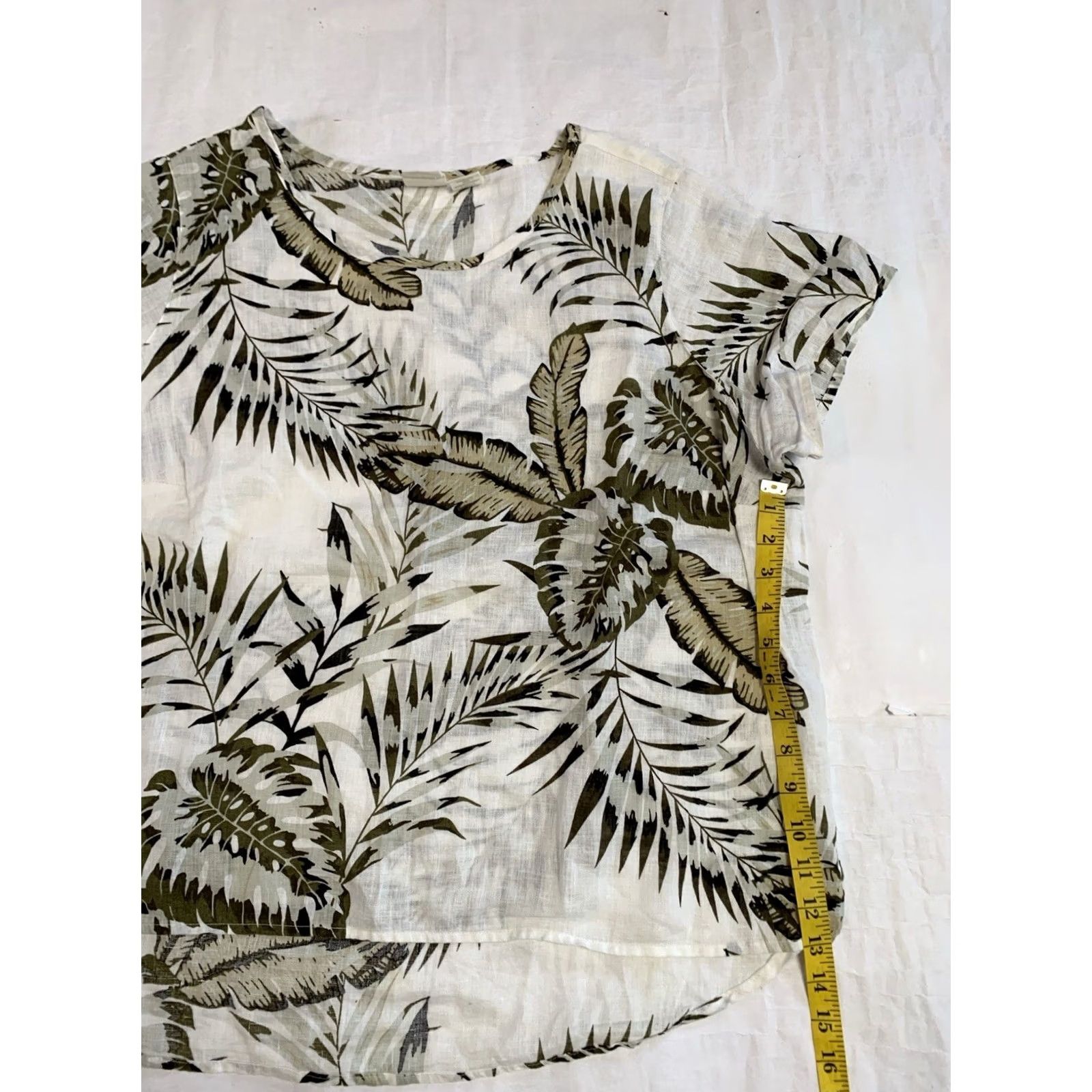 Vintage VINTAGE C&C California Shirt Womens 1X 100% Linen Tropical Ferns Hi-Lo Short Sleeve Size XL / US 12-14 / IT 48-50 - 7 Thumbnail