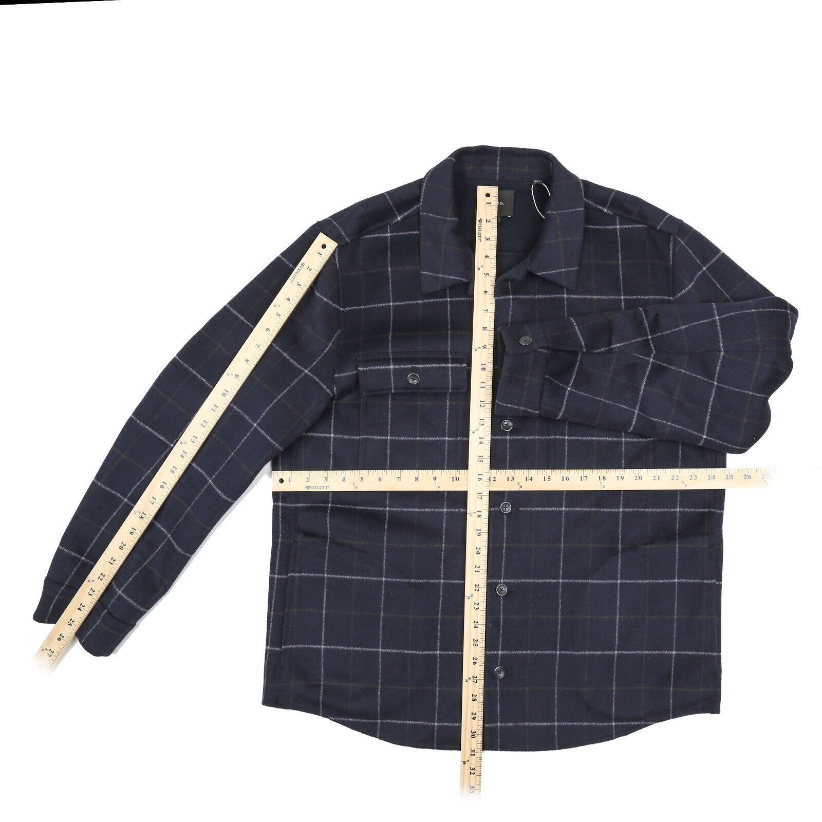 Vince Vince Splittable Windowpane Shirt Jacket Navy Size XL Size US XL / EU 56 / 4 - 2 Thumbnail