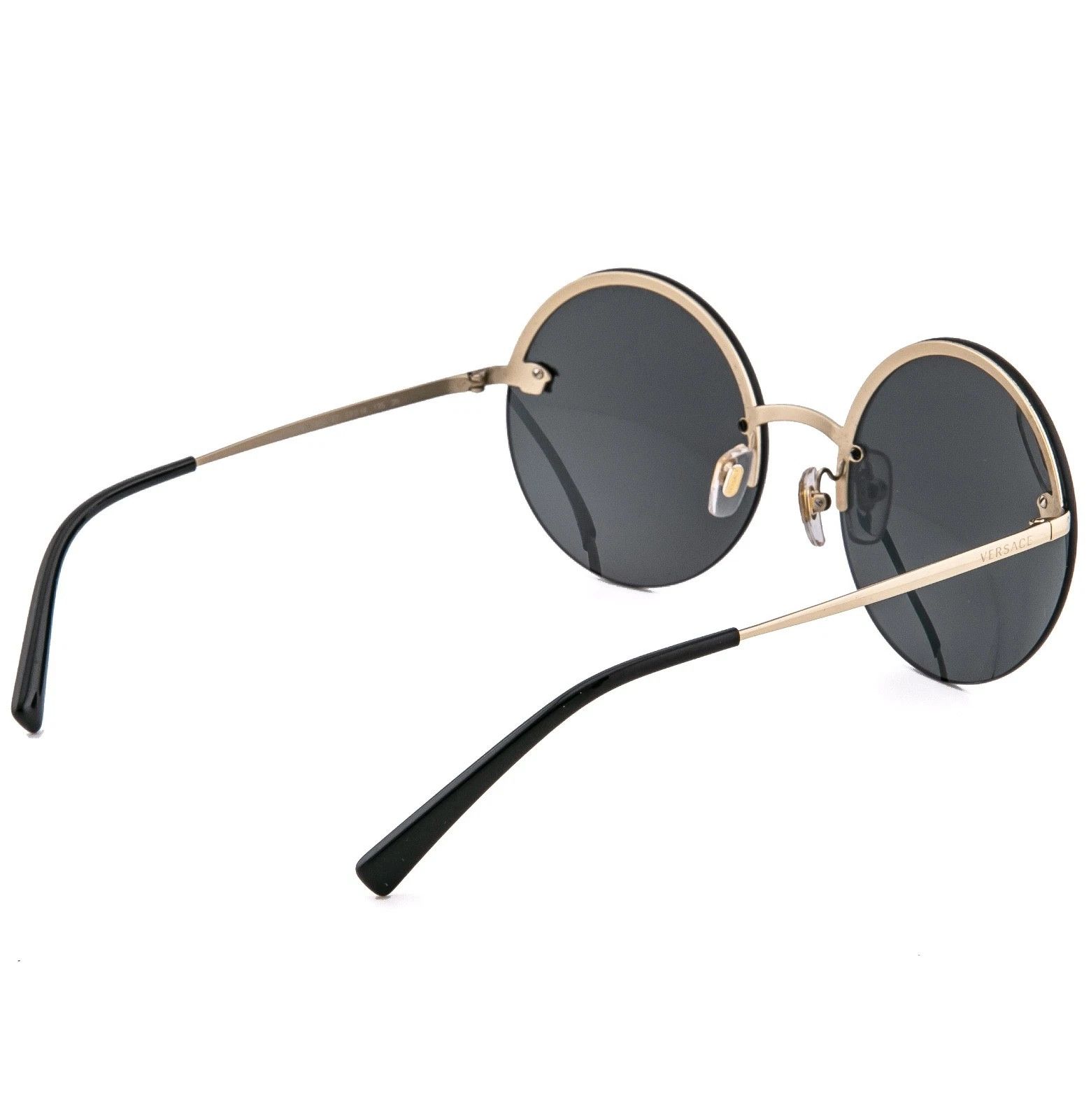 Versace VERSACE VE2176 GLAM Stud Medusa 2176 Black Round Sunglasses Size ONE SIZE - 2 Thumbnail