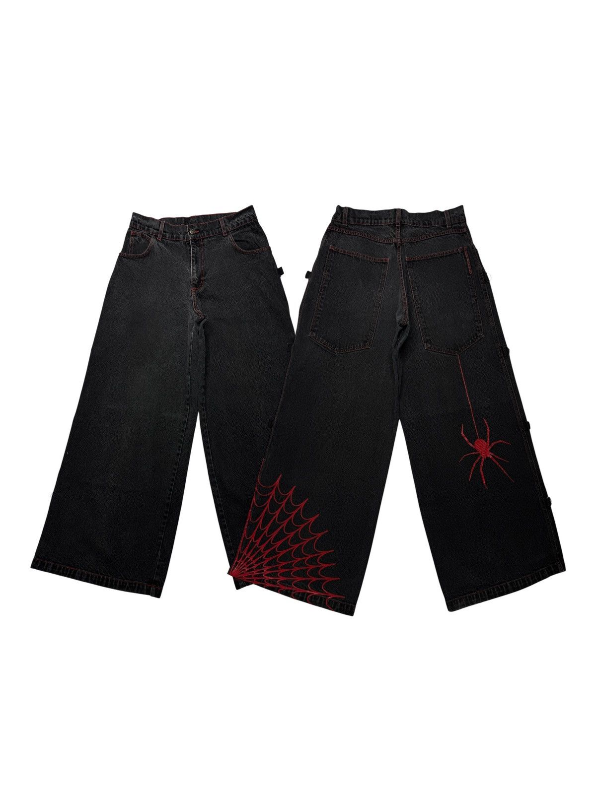 JNCO Vintage Y2K Sinister Spider Denim Baggy Jeans Size US 32 / EU 48 - 1 Thumbnail