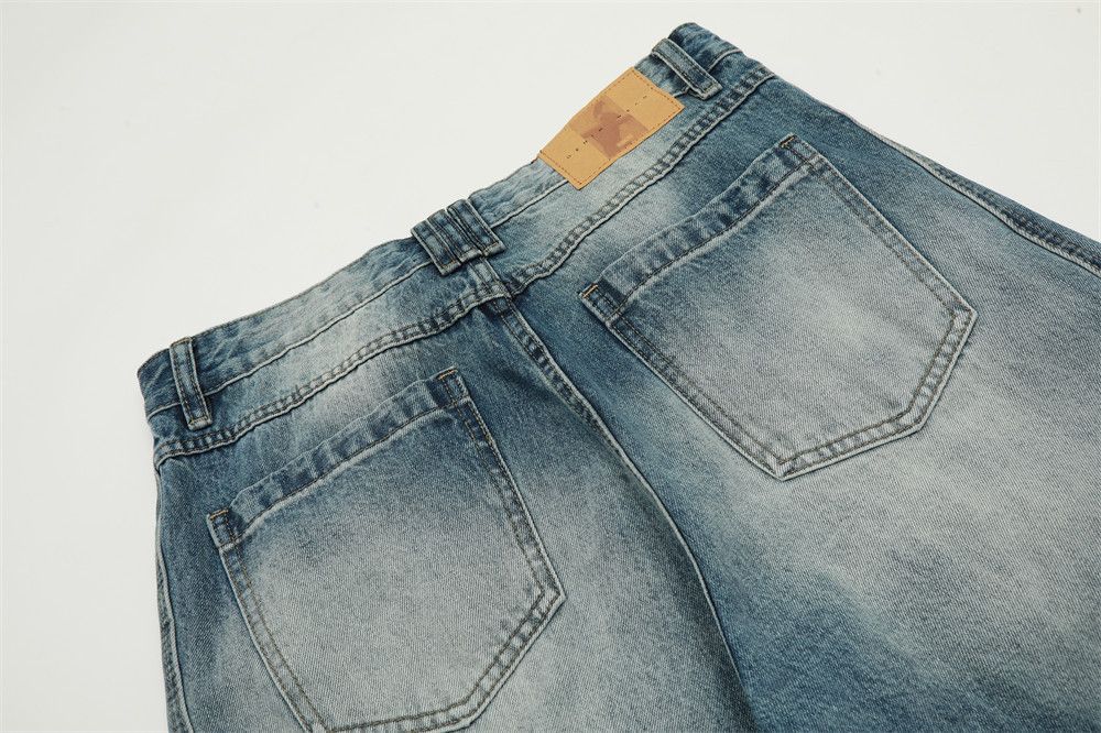 Japanese Brand × Jean Men's loose wide-leg distressed raw edge washed jeans Size US 32 / EU 48 - 5 Thumbnail