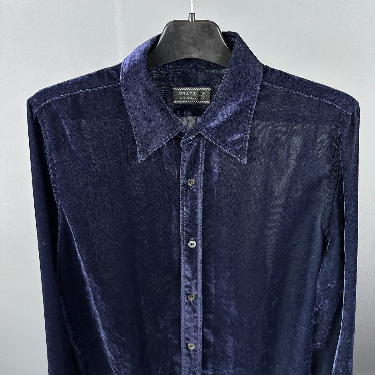 Prada Prada Navy Viscose Blend Button Up Shirt Size US M / EU 48-50 / 2 - 5 Thumbnail