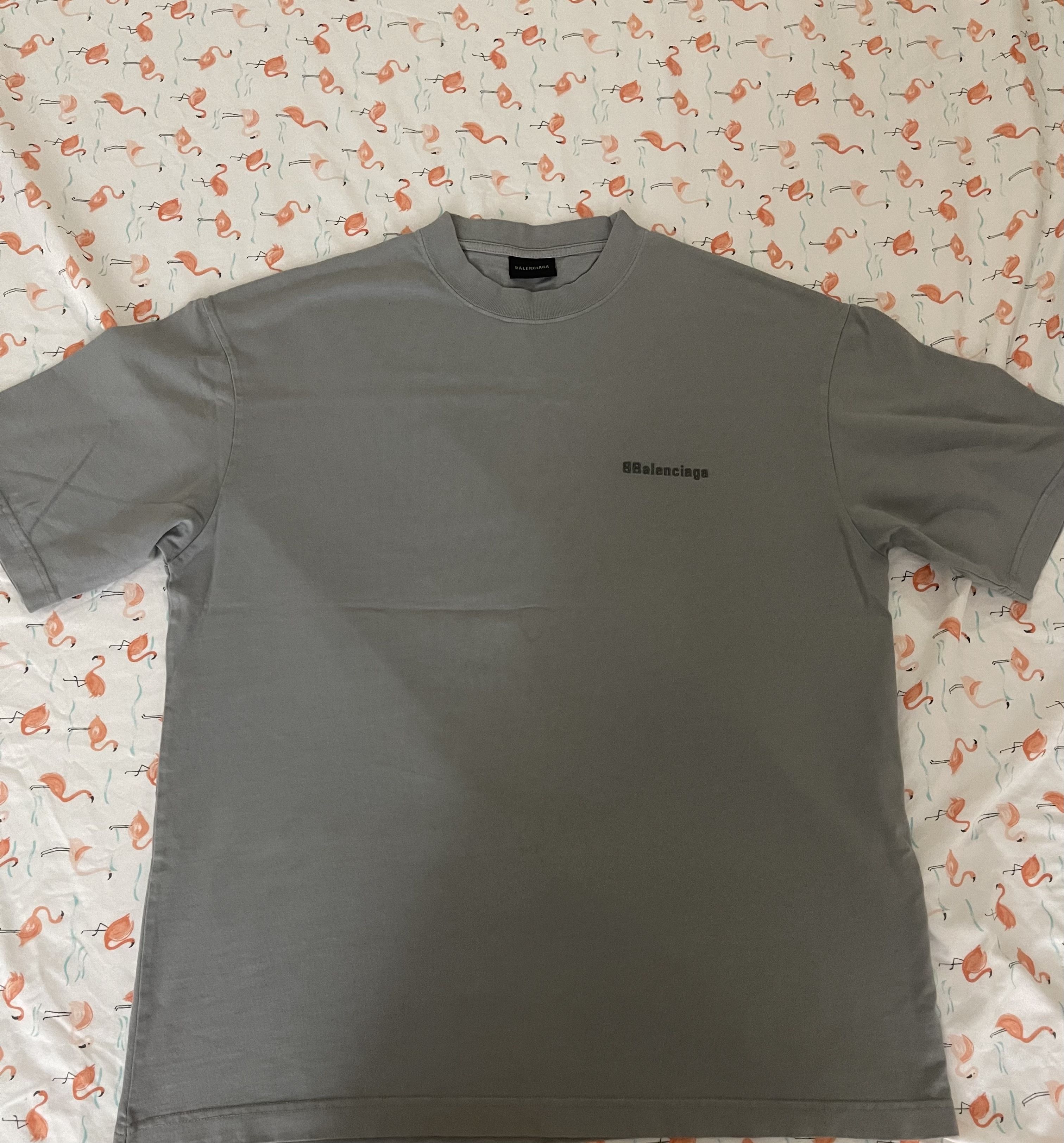 image of Balenciaga Bb Corp T Shirt in Grey, Men's (Size Small)