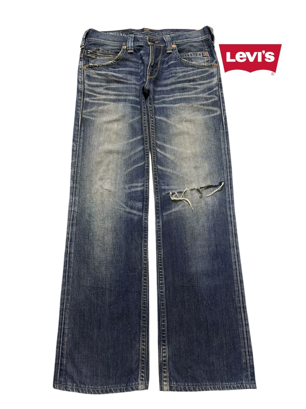 Levi's Vintage 90s Levis 502 Faded Whiskers Wash Distress Relaxed Size US 33 - 1 Thumbnail