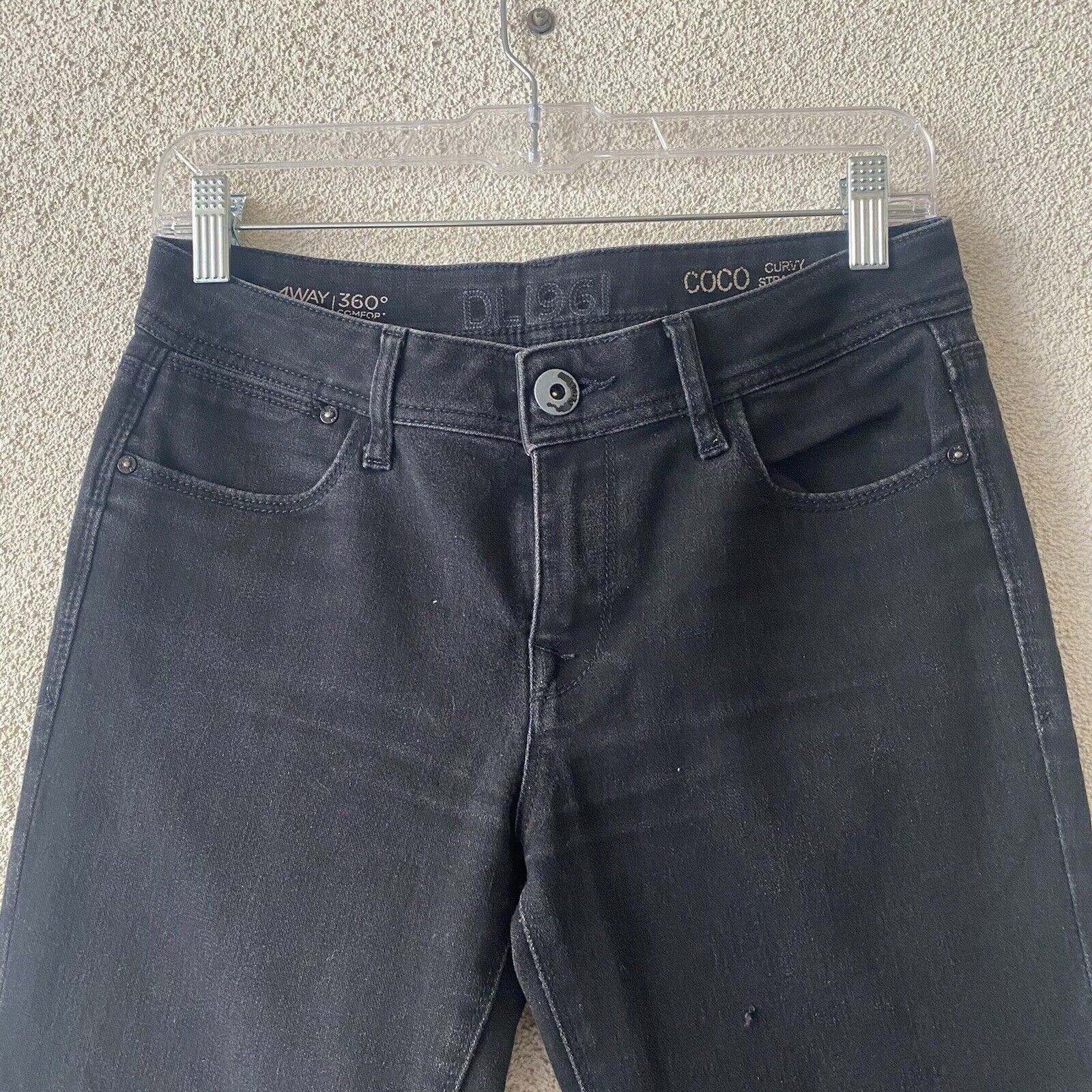 DL1961 DL1961 Womens Jeans Black Coco Curvy Straight Mid Rise Dark Size 27" / US 4 / IT 40 - 8 Thumbnail