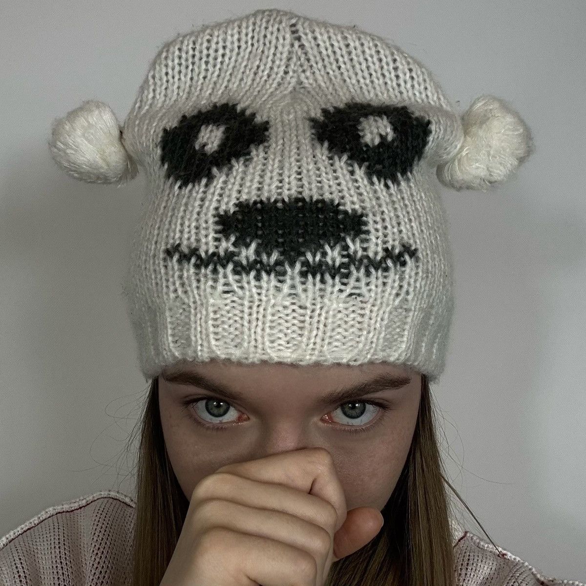 Vintage Vintage Y2K Panda Face Animal Japanese Style Beanie Hat Size ONE SIZE - 1 Thumbnail