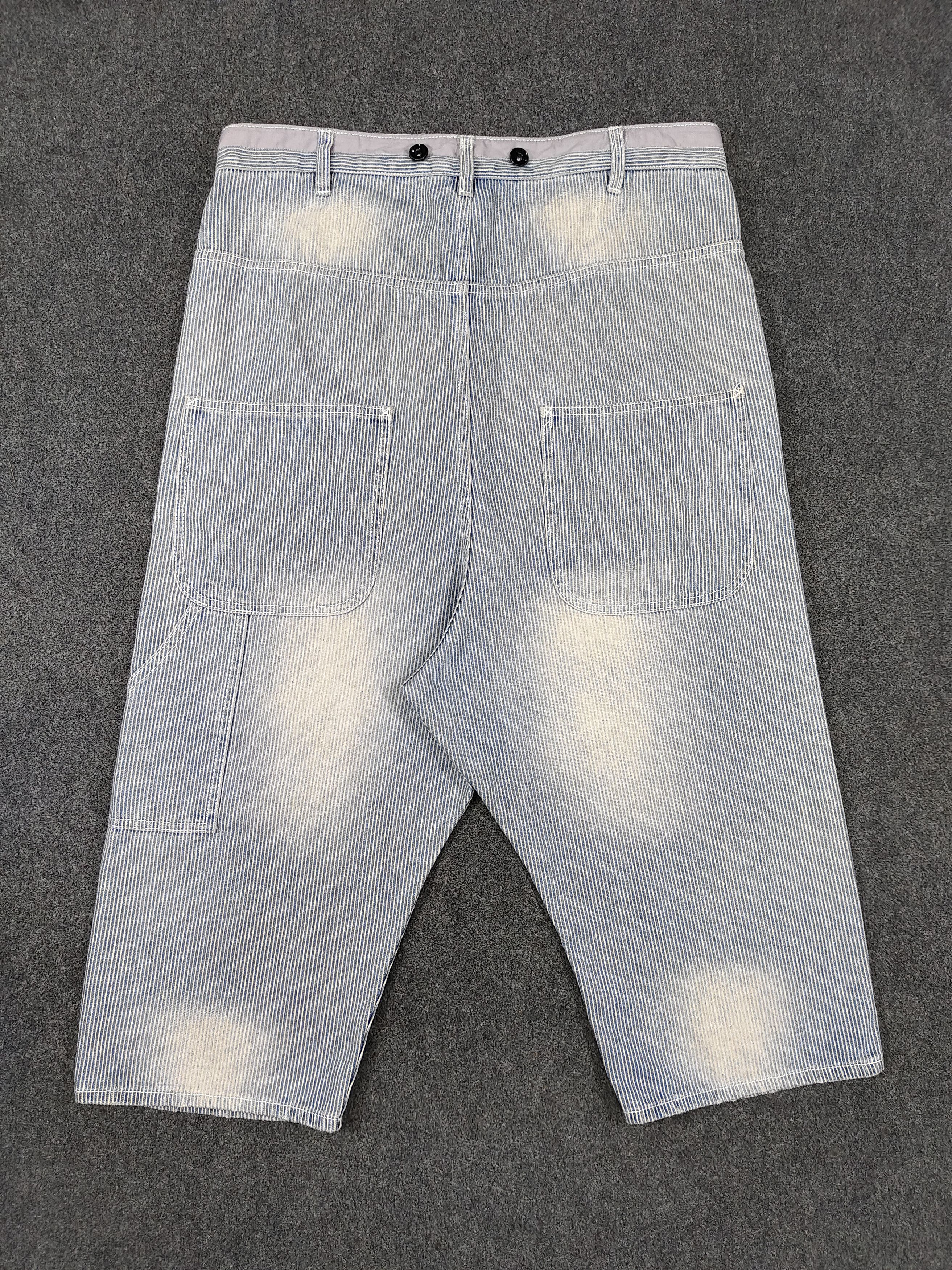 HARE HARE- Drop Crotch Engineer Hickory Stripe Denim Work Shorts Size US 34 / EU 50 - 4 Thumbnail