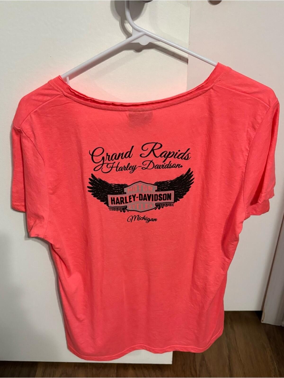 Harley Davidson Harley-Davidson Grand Rapids MI Coral Pink Graphic Tee Size L / US 10 / IT 46 - 2 Thumbnail
