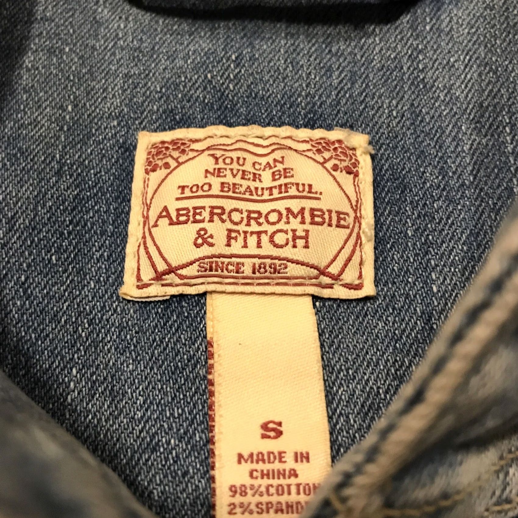 Abercrombie & Fitch Abercrombie & Fitch Woman’s S Cotton Denim Jacket Blue Short Button Collared Casual Basic Jacket Vintage No Size 28" / US 6 / IT 42 - 2 Thumbnail