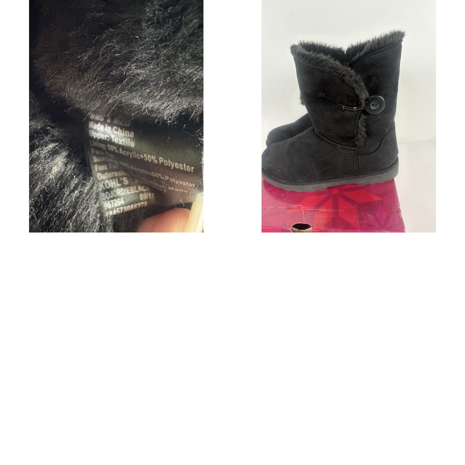 Kappa SO Kappa Black Faux Fur Boots Womens Mid-Calf Size 8M Round Toe Button Detail Flat So Kappa Boots Womens Black Faux Fur Size US 8 / IT 38 - 8 Thumbnail