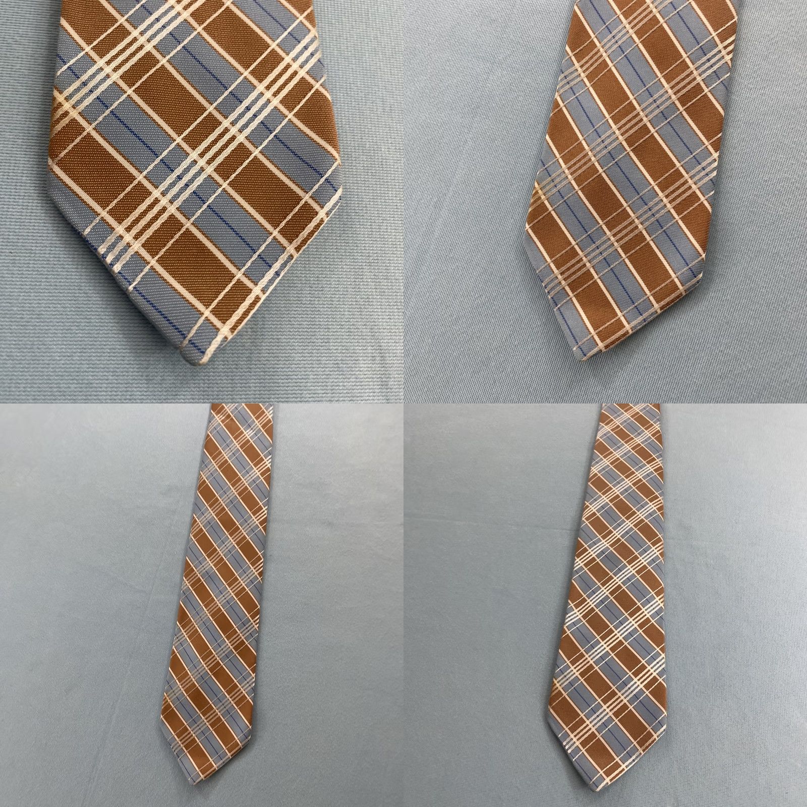 MCM VINTAGE Necktie 60s Plaid Repp Stripe Blue Rust Brown Poly Rayon MCM Exec 3x55 Capsule Tie Men Size ONE SIZE - 8 Thumbnail