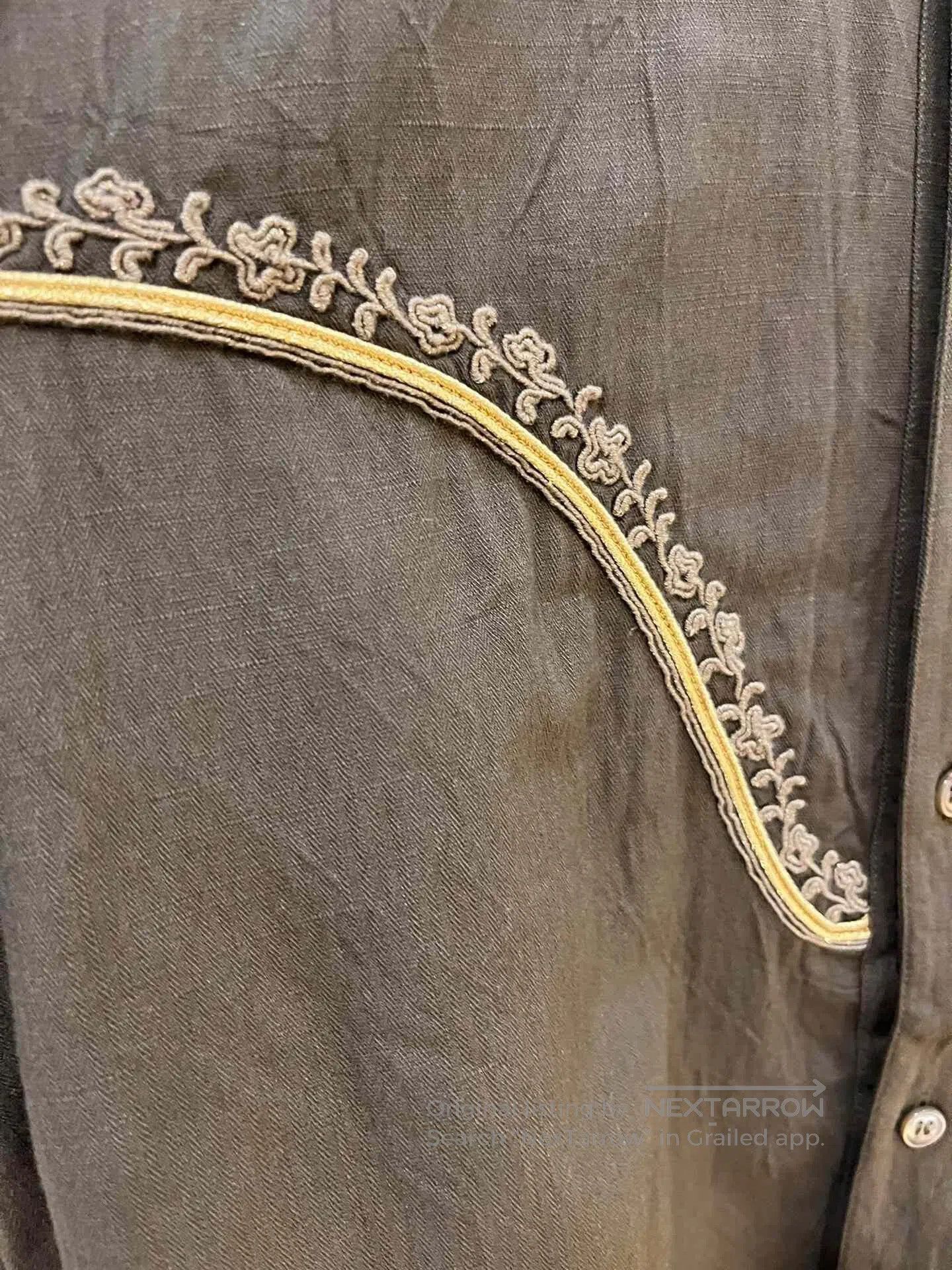 Saint Laurent Paris Saint Laurent Gold Embroidered Short-Sleeve Shirt. Size US M / EU 48-50 / 2 - 7 Thumbnail
