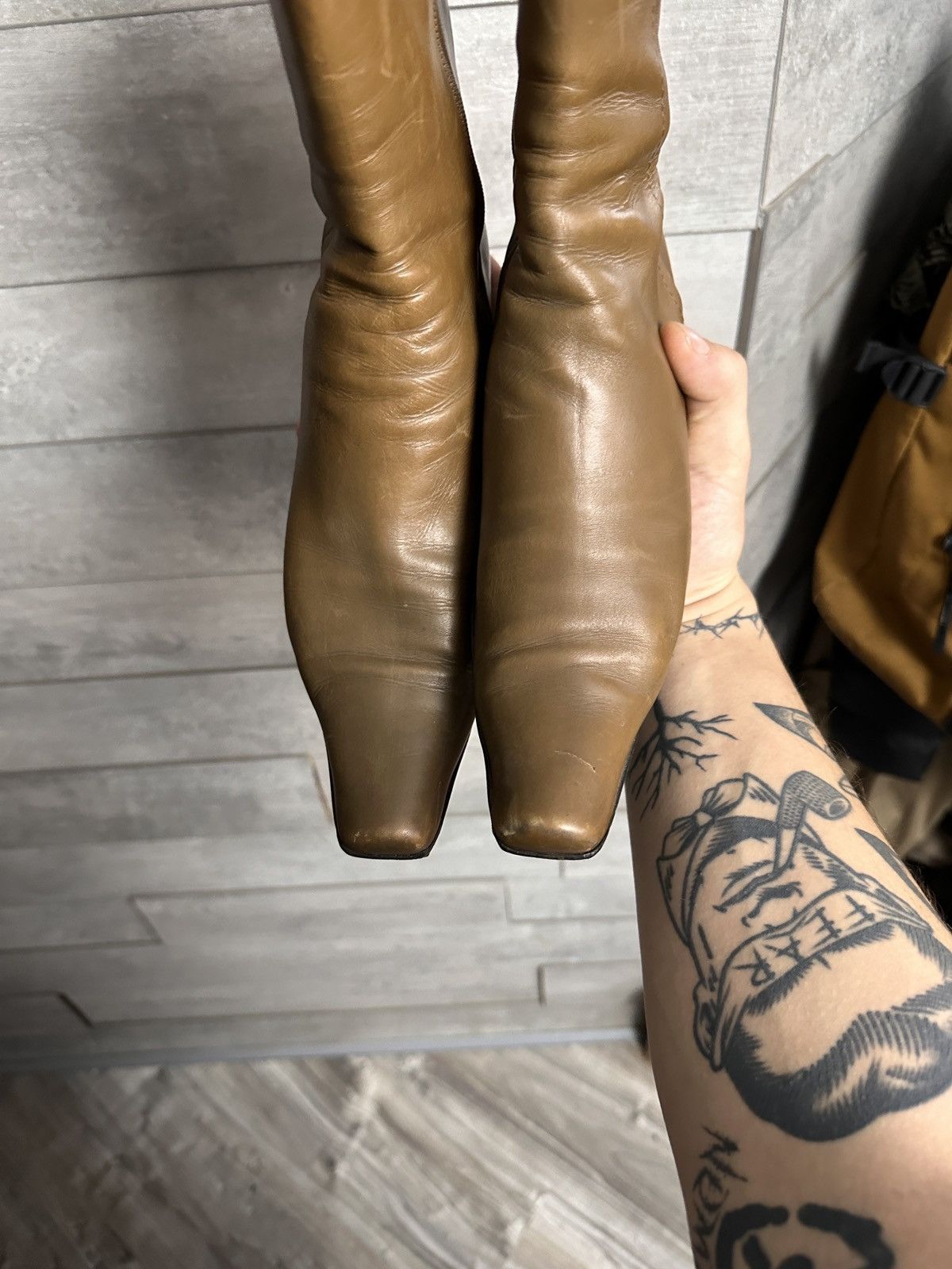 Prada Crazy Prada Vintage Leather Biker Boots Size US 8 / IT 38 - 7 Thumbnail