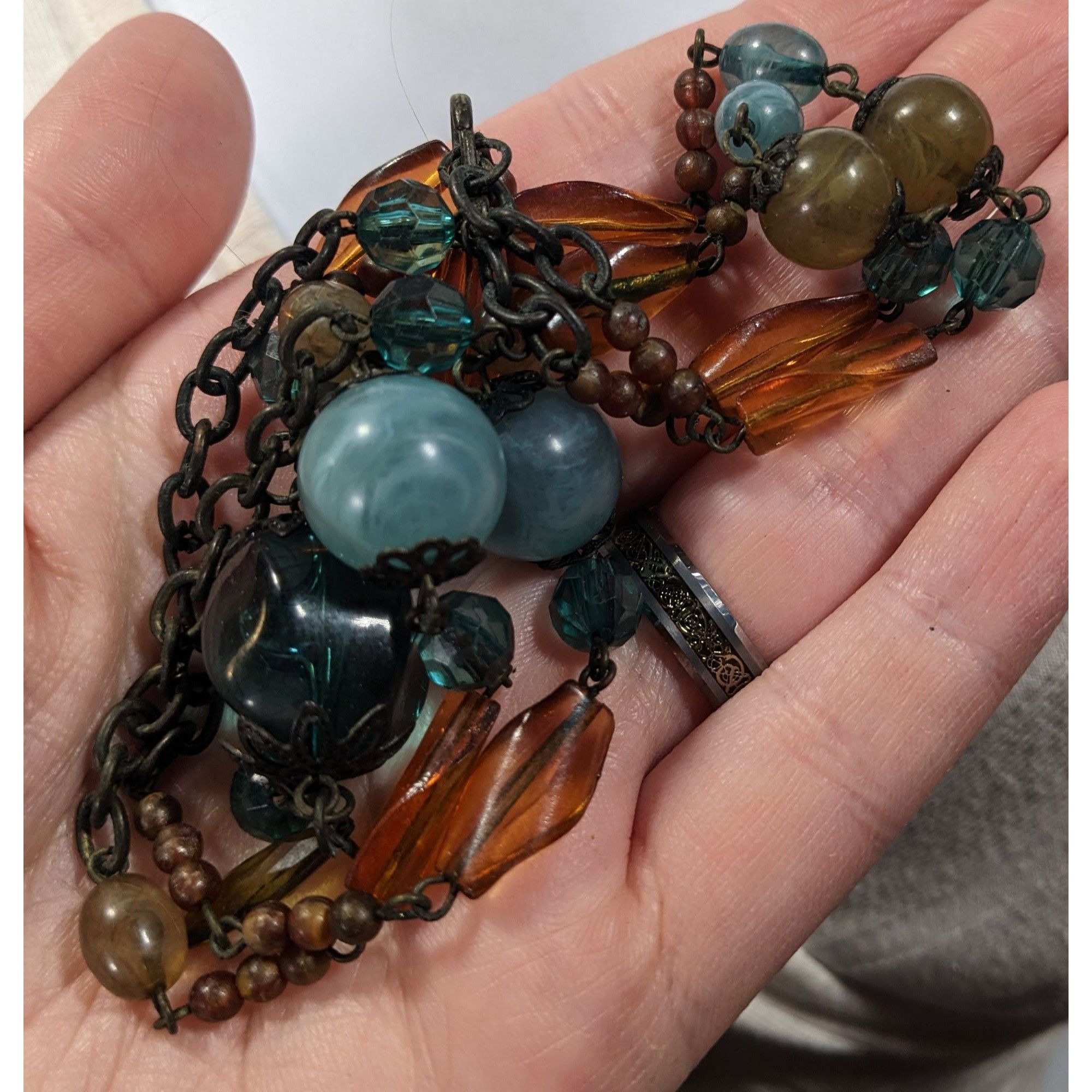 Other Chunky Bohemian Blue And Orange Gemmed Necklace Size ONE SIZE - 7 Thumbnail
