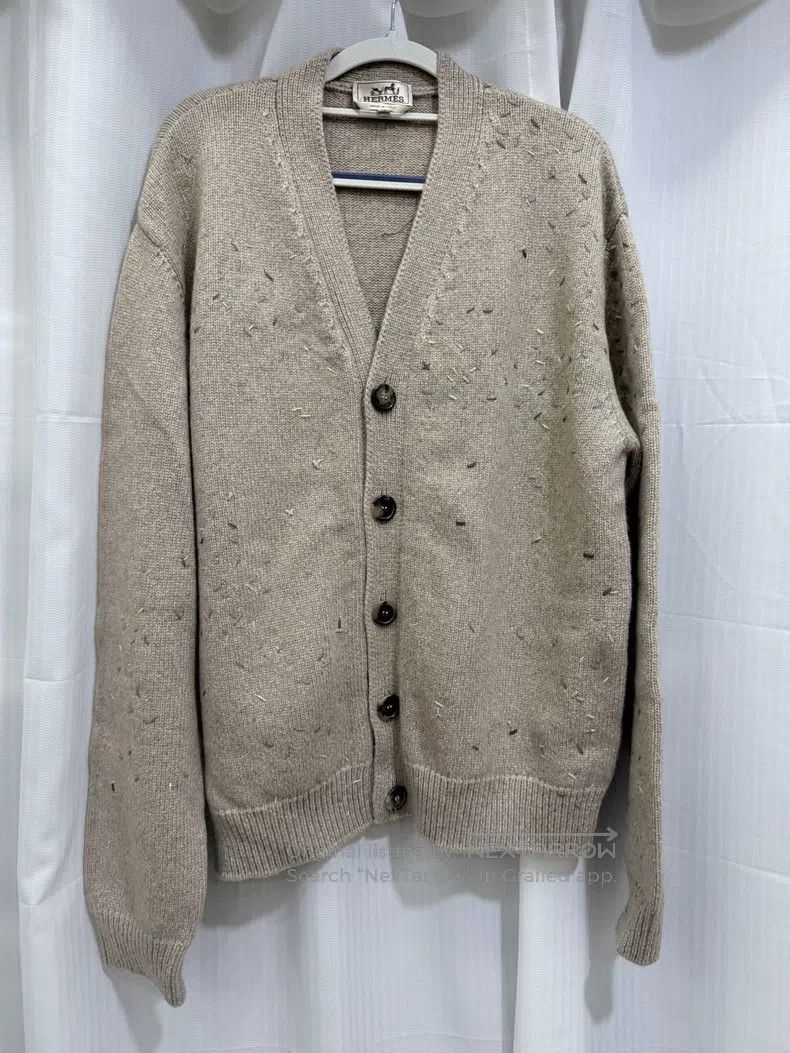 Hermes Hermes Full cashmere knitted cardigan with leather patches Size XL / US 12-14 / IT 48-50 - 1 Thumbnail