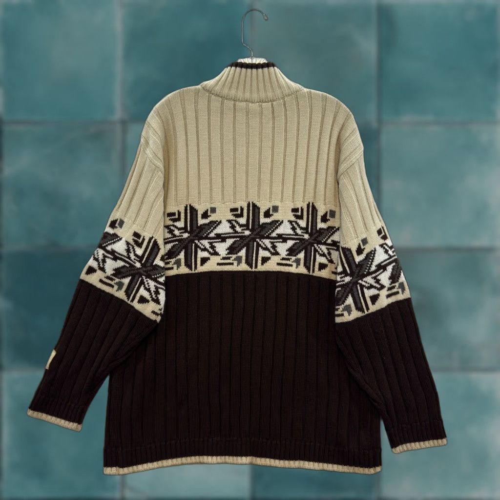Southpole VINTAGE Y2K South Pole Turtleneck Sweater Large Mens Geometric Fair Isle Nordic Brown L Size US L / EU 52-54 / 3 - 1 Thumbnail