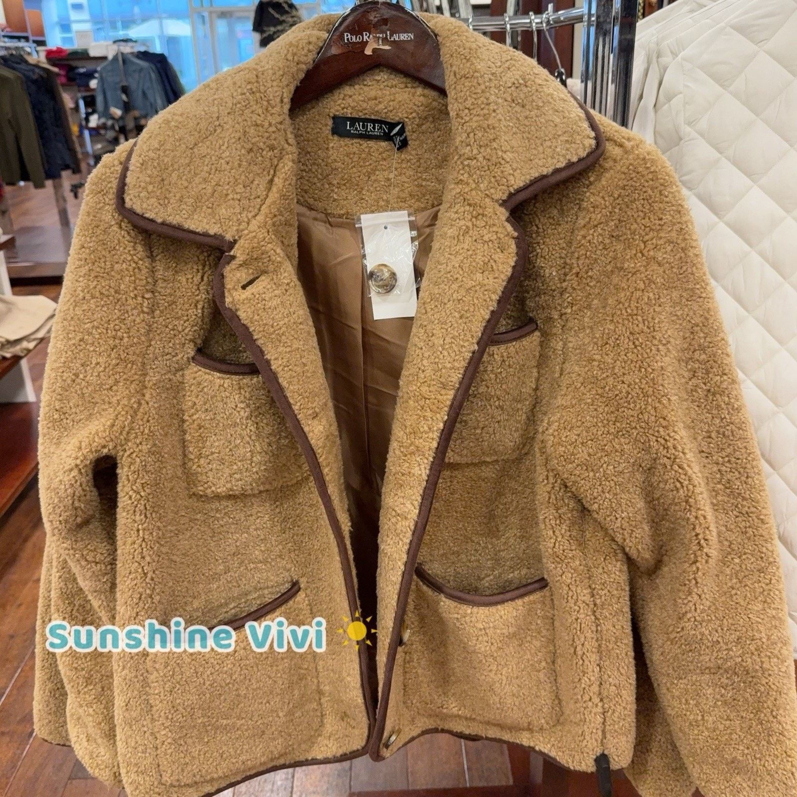 Lauren Ralph Lauren NWT Ralph Lauren Women Faux- Shearling Coat Jacket Camel Size S / US 4 / IT 40 - 1 Thumbnail