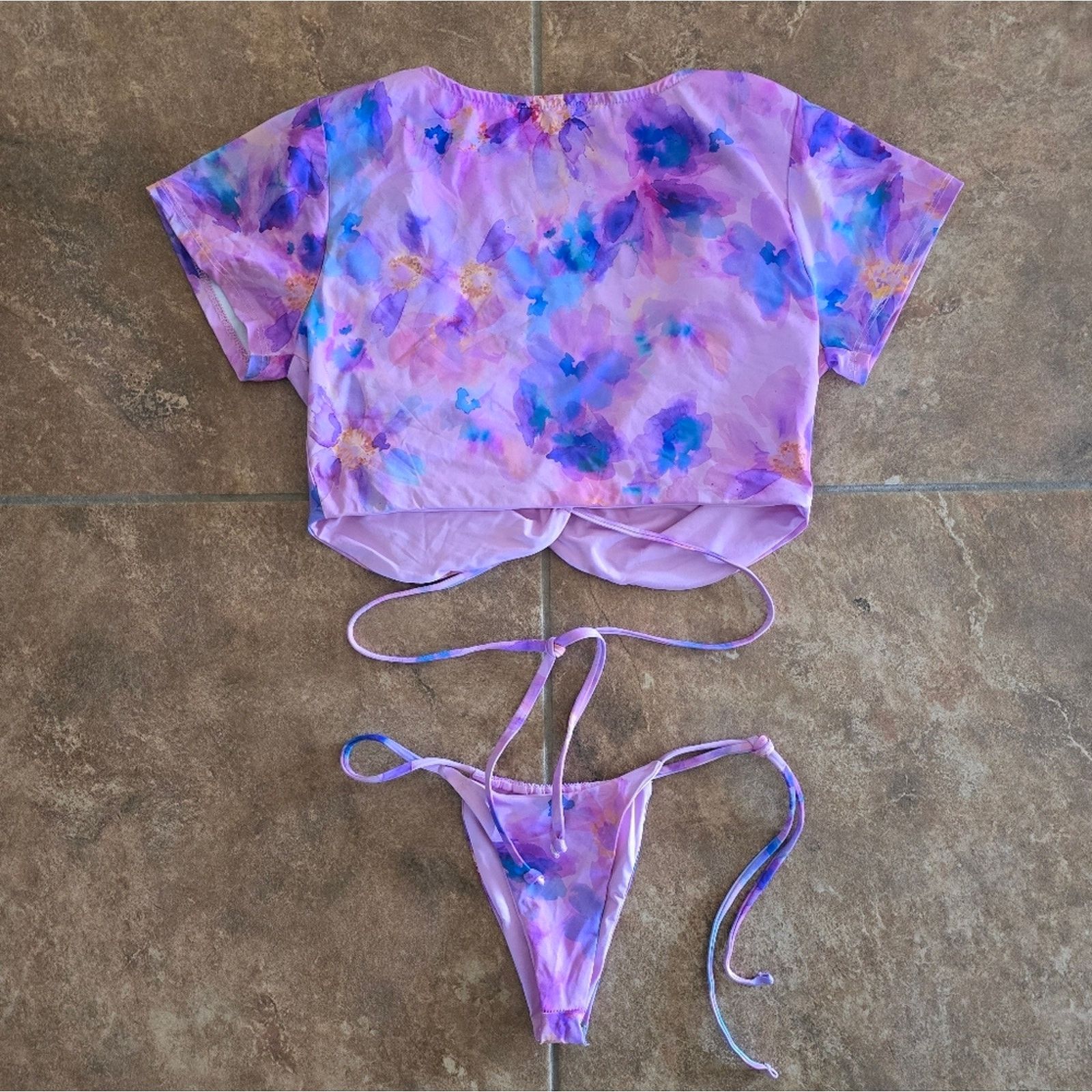 Other Watercolor Floral | FRANKIES BIKINIS | Ziggy Bikini Set Size ONE SIZE - 2 Thumbnail