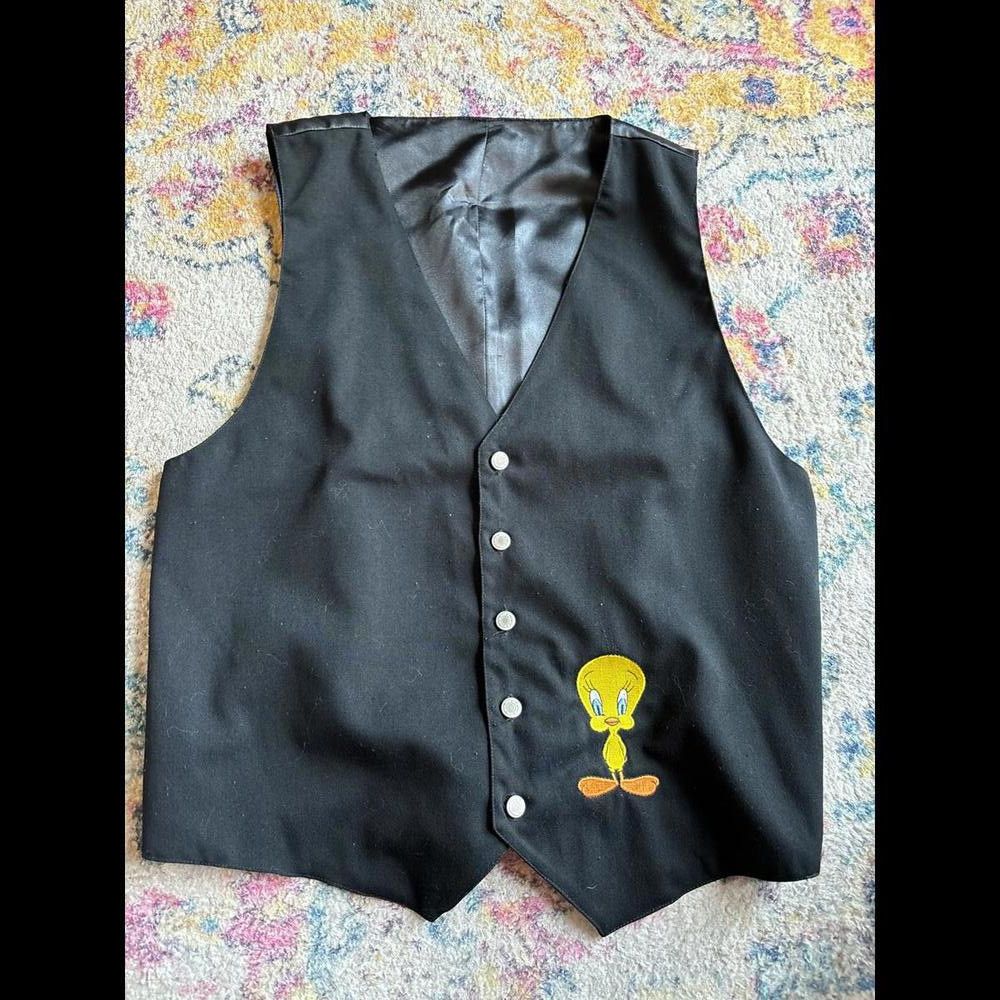 Designer Vintage Looney Tunes Tweety Bird Vest Size 38R - 1 Thumbnail