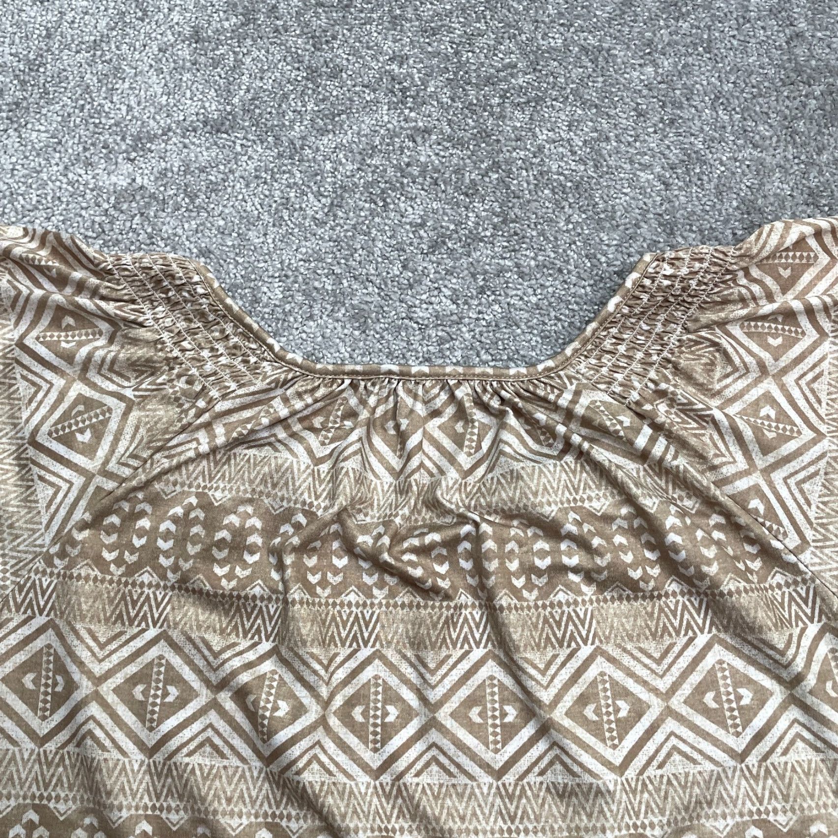 Vintage Unbranded Aztec Tunic Blouse Womens Small Brown White Geometric Short Sleeve Top Size S / US 4 / IT 40 - 4 Thumbnail