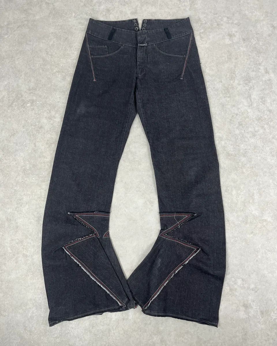 Marithe + Francois Girbaud 2000s Marithé + François Girbaud Dark Grey Avant-Garde Flared Denim Jeans Size US 30 / EU 46 - 1 Thumbnail