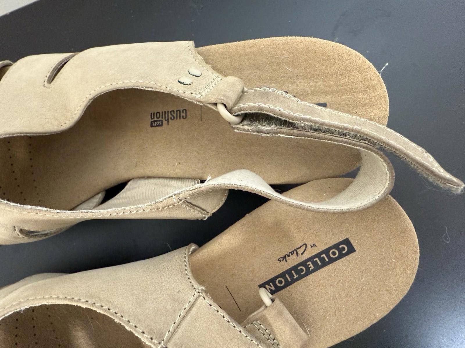 Clarks Clarks Platform Cork Wedge Sandals Cushion Nubuck Light Tan Size US 11 / IT 41 - 6 Thumbnail