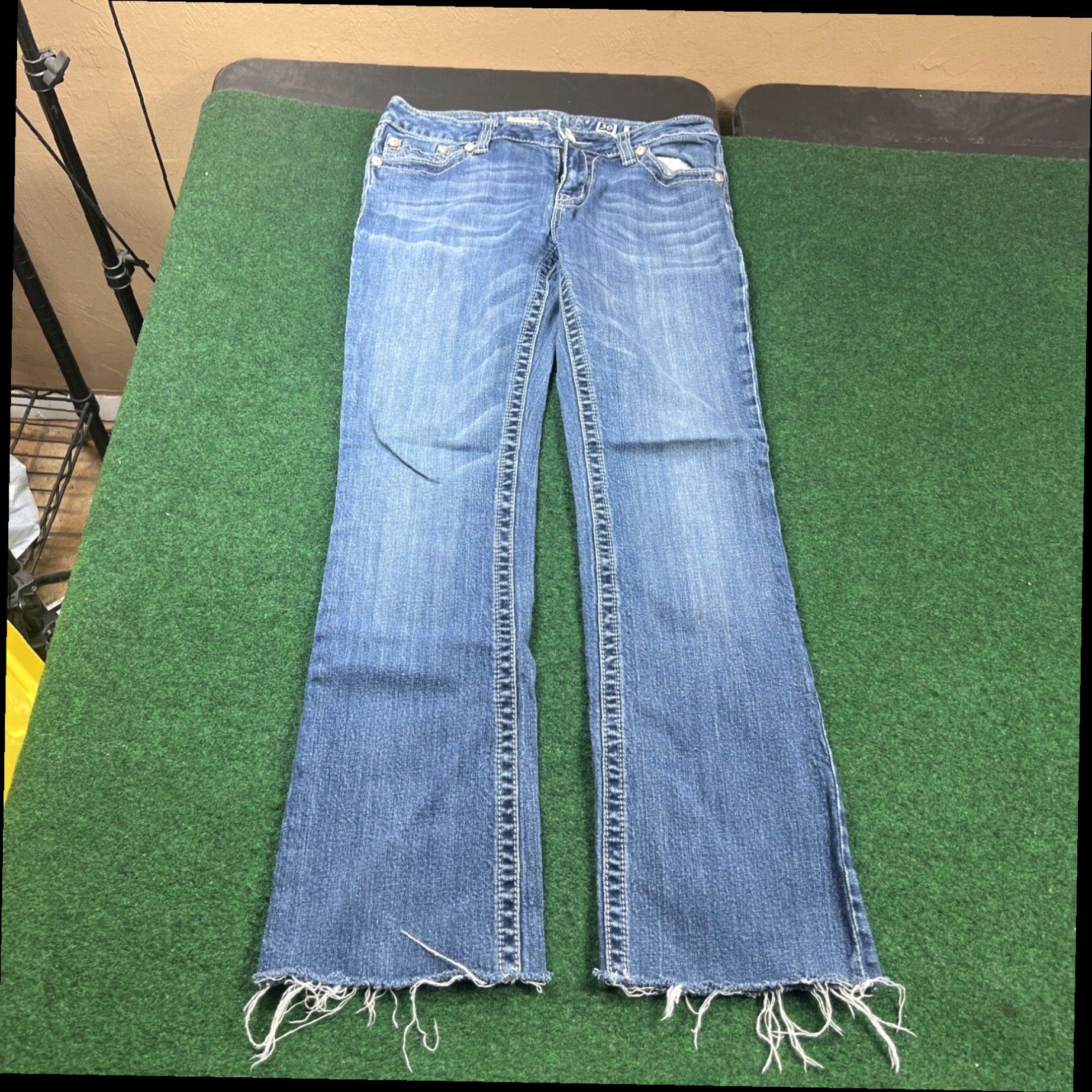 Miss Me Miss Me Women Blue Jeans Sz 30 29x29 Irene Boot Cut Medium Wash Flap Pockets Size 30" / US 8 / IT 44 - 6 Thumbnail