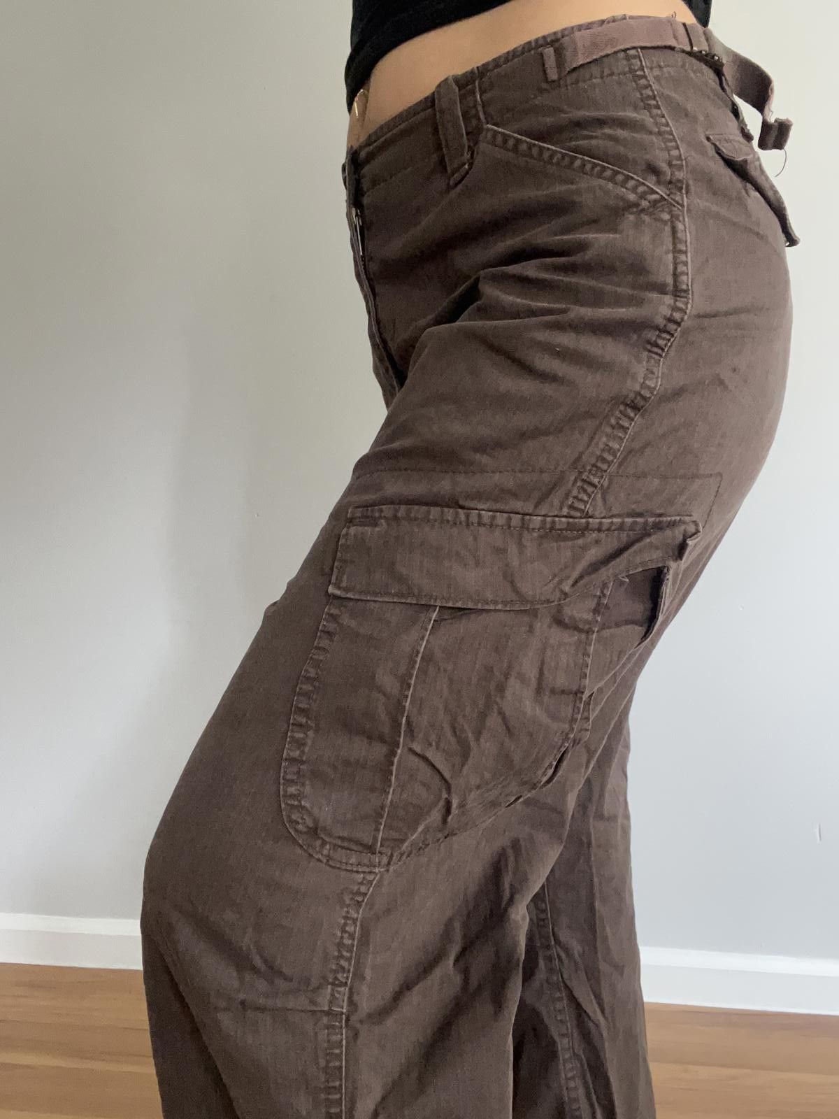 Gap Women’s brown cotton cargo pants wide legged Size 32" / US 10 / IT 46 - 5 Thumbnail