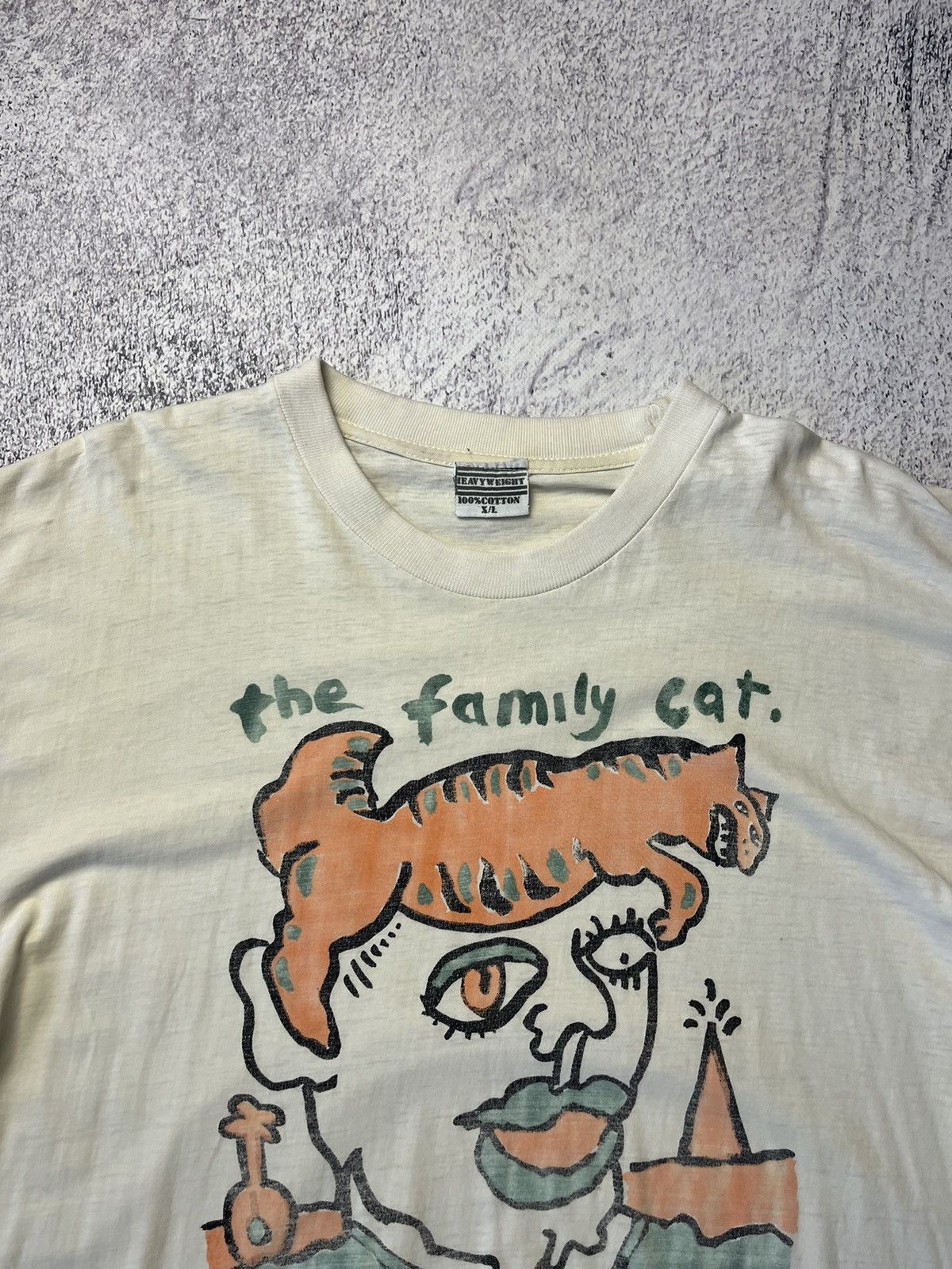 Vintage Vintage 1989 THE FAMILY CAT tom verlaine artwork t-shirts Size US XL / EU 56 / 4 - 10 Thumbnail