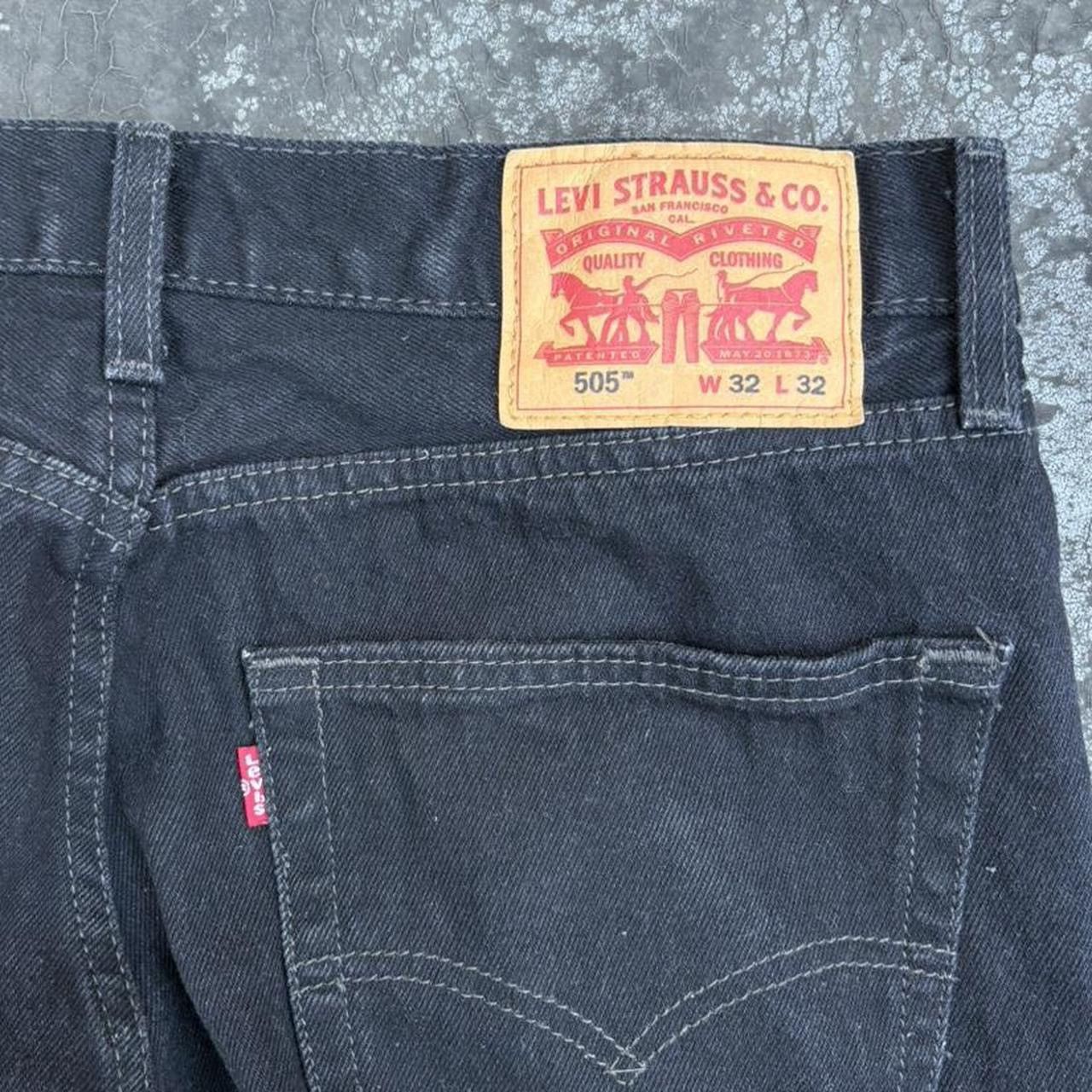 Levi's 2000s Levi’s 505 Black Regular Straight Fit Denim Jeans Size US 32 / EU 48 - 3 Thumbnail