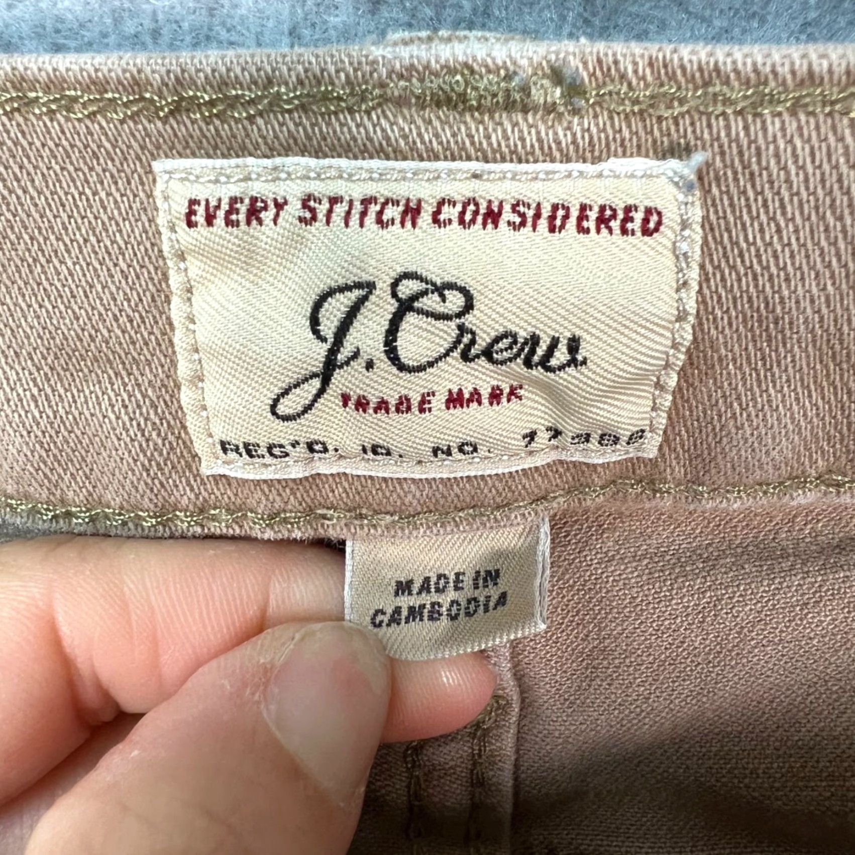 J.Crew J.CREW Slim Fit Pants Beige Stretch Cotton Blend 33 x 29 Mens Chino Straight Front Pocket Slah/Bayonet? Size US 33 - 3 Thumbnail