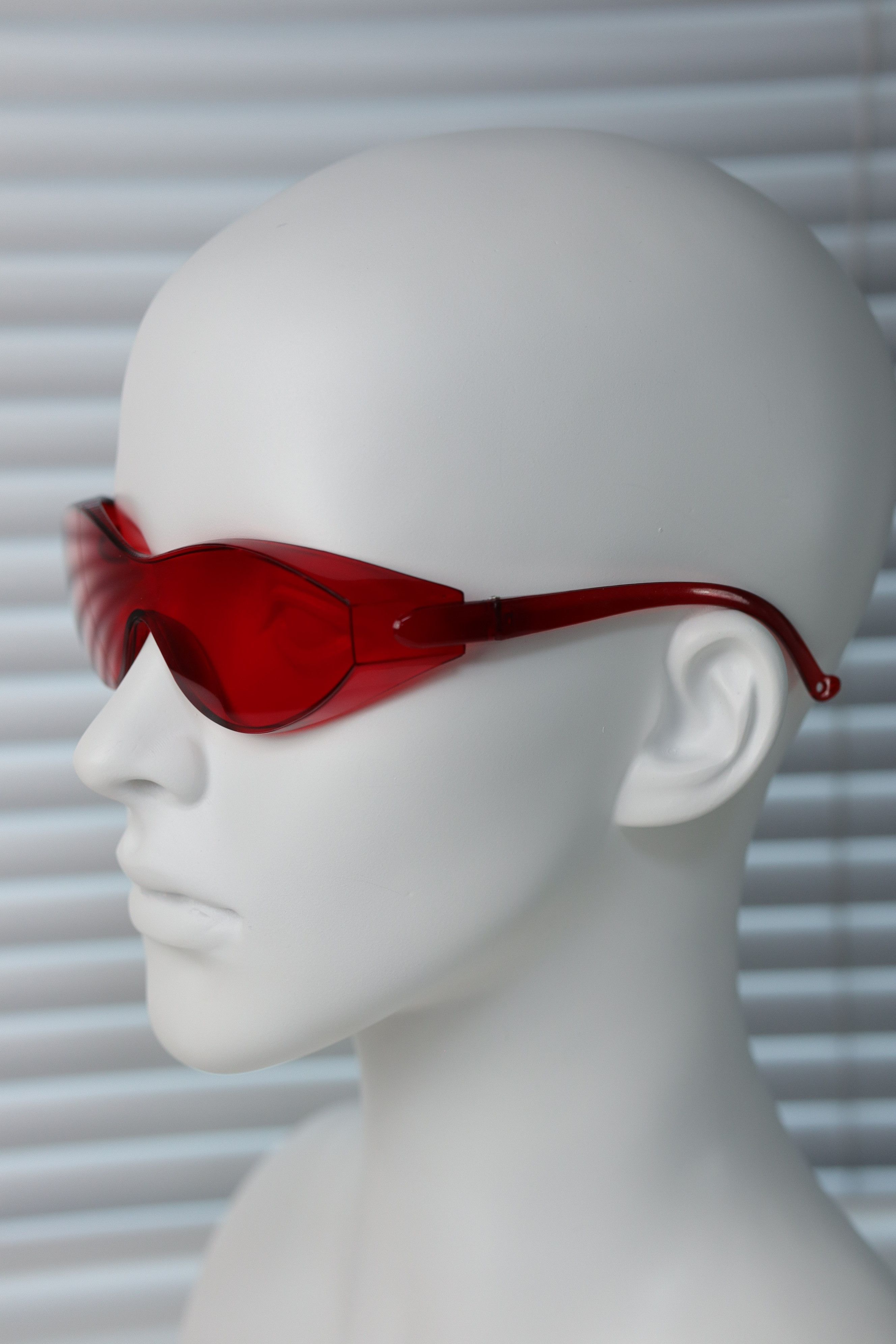 Japanese Brand Y2k Large Wide Safety Glasses Sunglasses Red Unisex One Size Size ONE SIZE - 7 Thumbnail